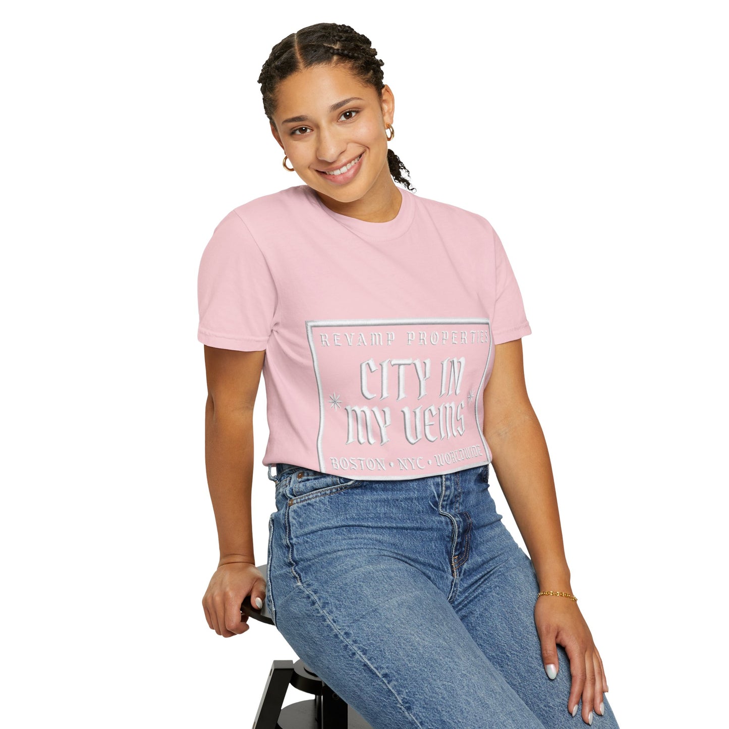 City In My Veins T‑Shirt — Vintage Cityscape Tee (Boston • NYC • Manchester)