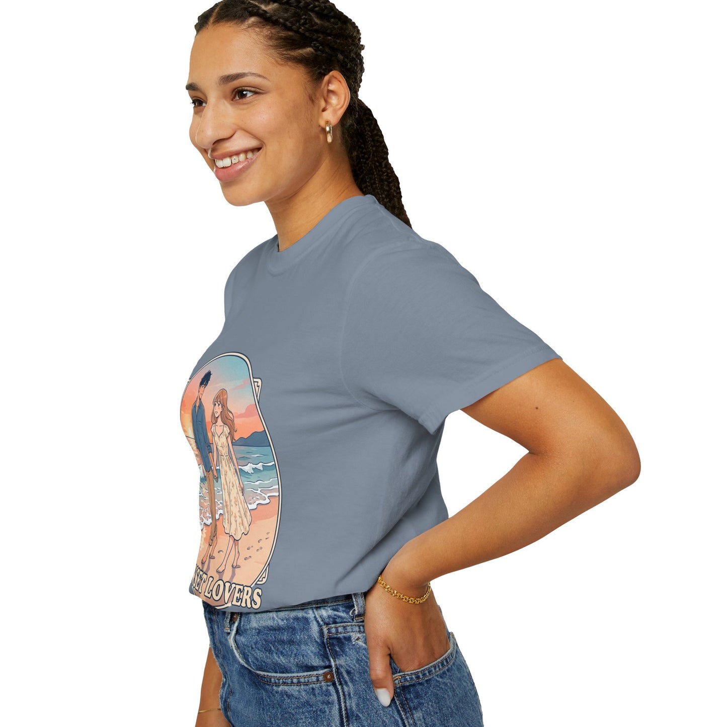 Sunset Lovers Beach T-Shirt — Romantic Couple Graphic Tee