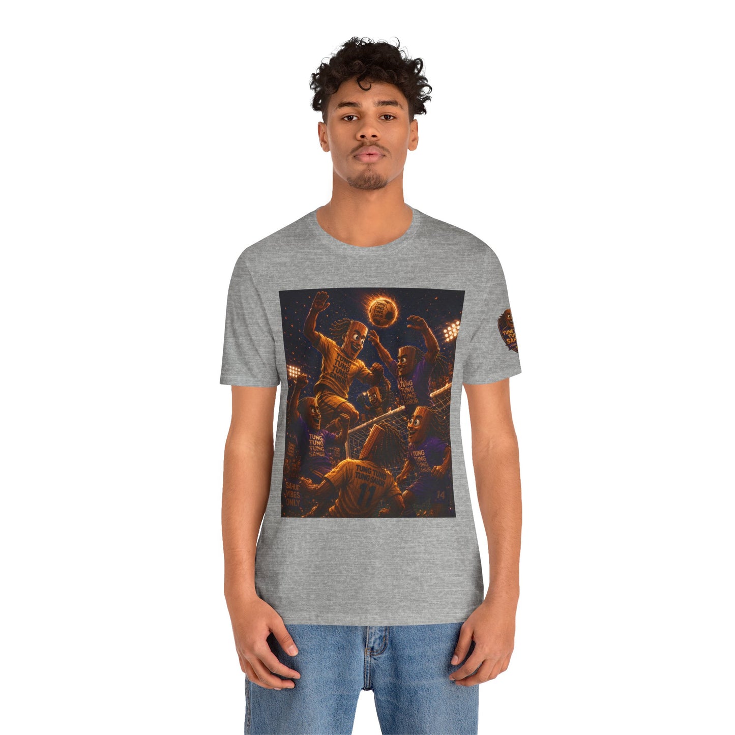 Tung Tung Tung Sahur Header Goal Soccer Action Graphic Tee — Team Court Night Design