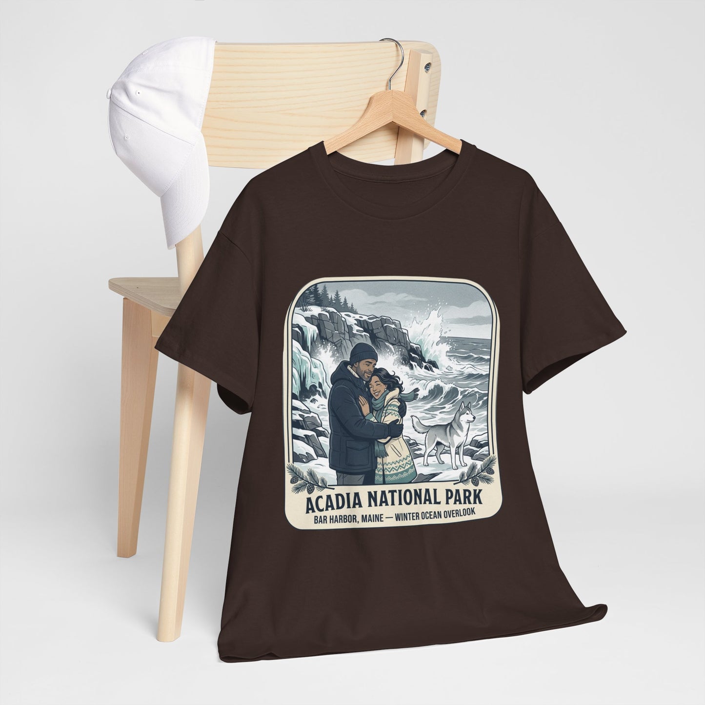 Acadia National Park Tee — Coastal Winter Couple Graphic