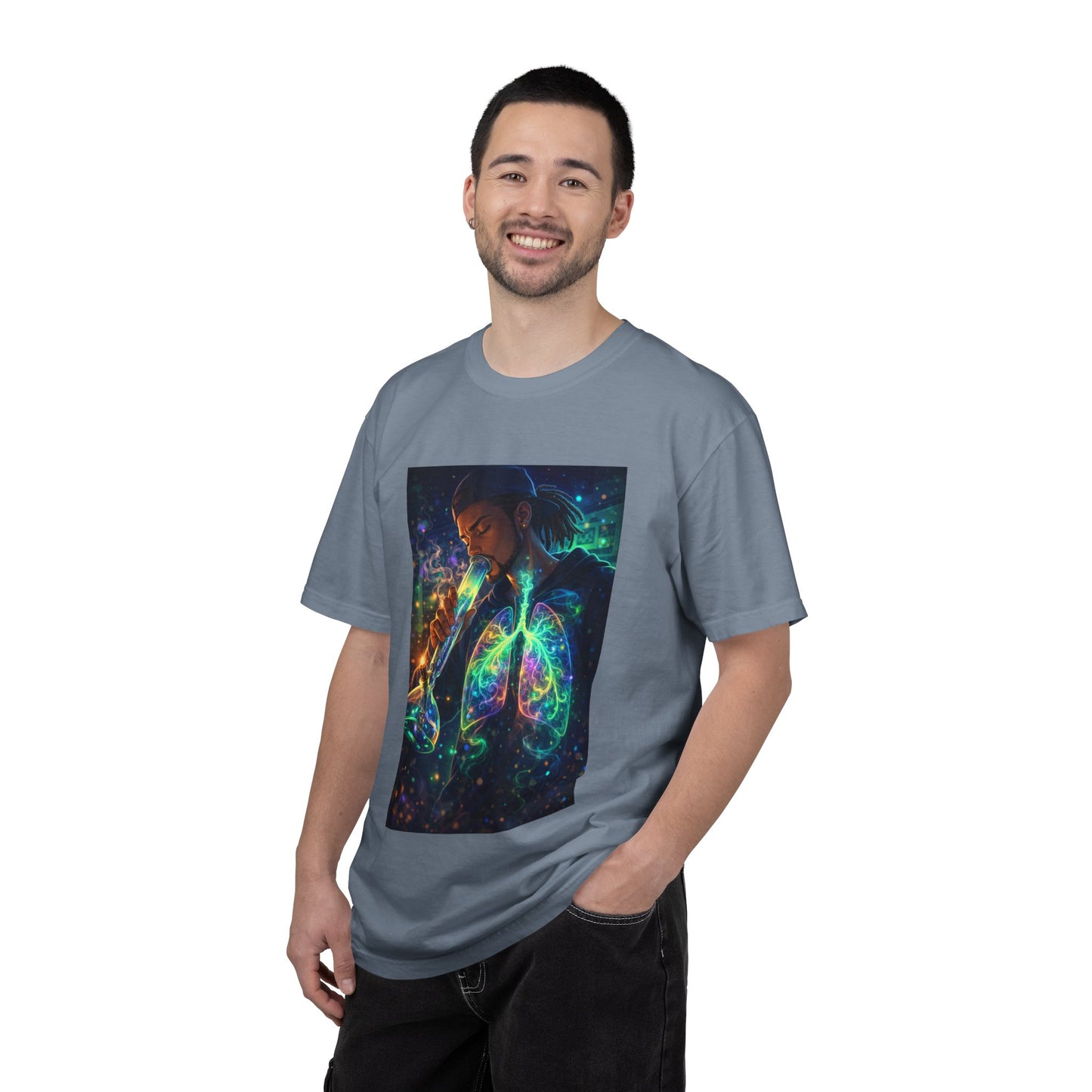 Cosmic Lungs T-Shirt — Neon Anatomical Art Tee