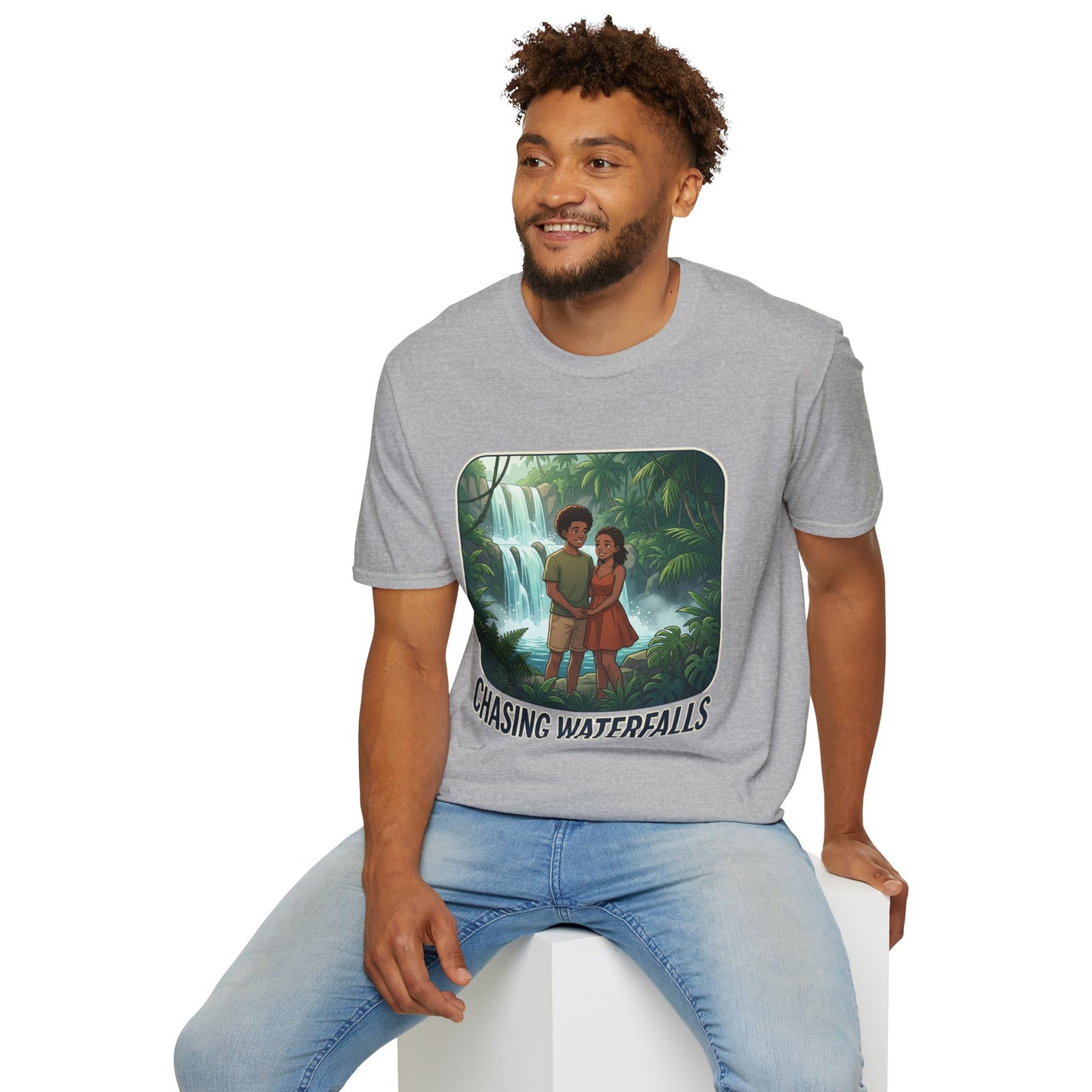 Chasing Waterfalls T-Shirt — Couple Adventure Graphic Tee