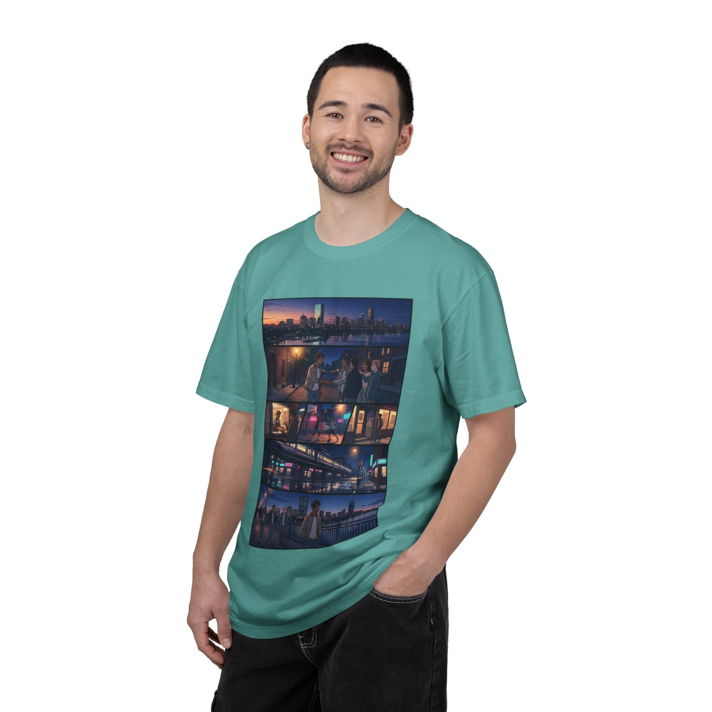 Boston: Built Different - City Nights Photo Collage T-Shirt