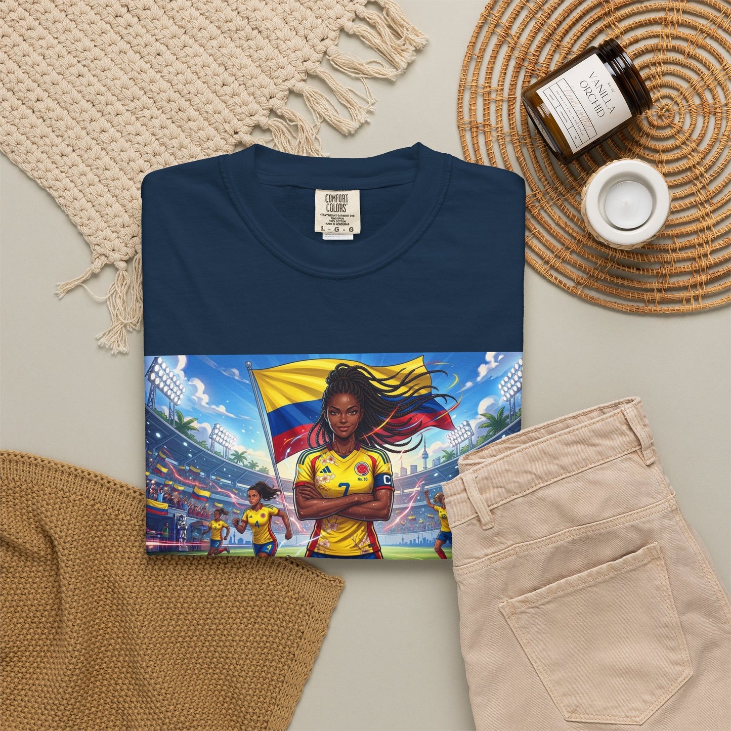 Soccer Champion Graphic T-Shirt — Woman Goalkeeper Stadium Art