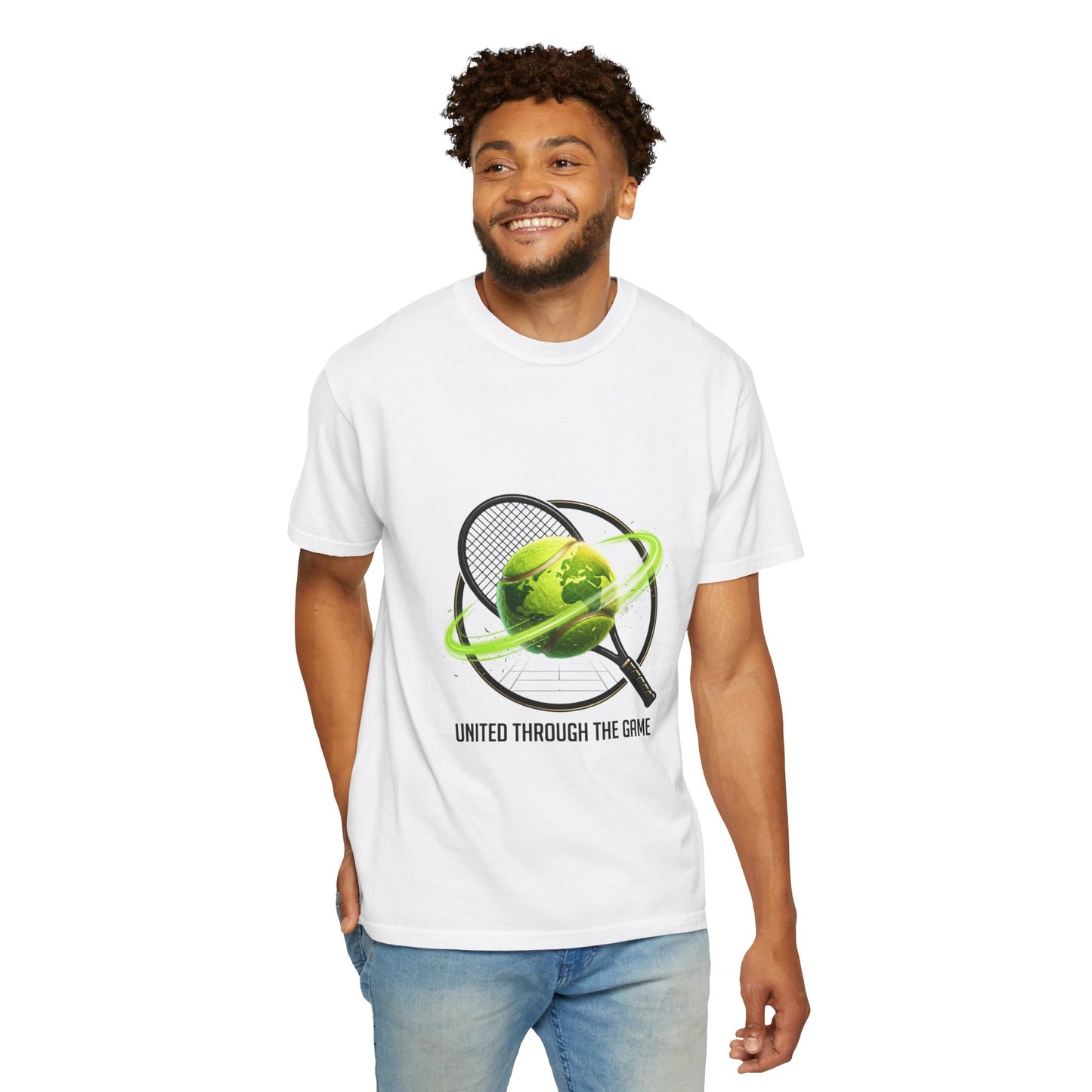 Tennis Globe T‑Shirt — "United Through the Game" Sports Tee