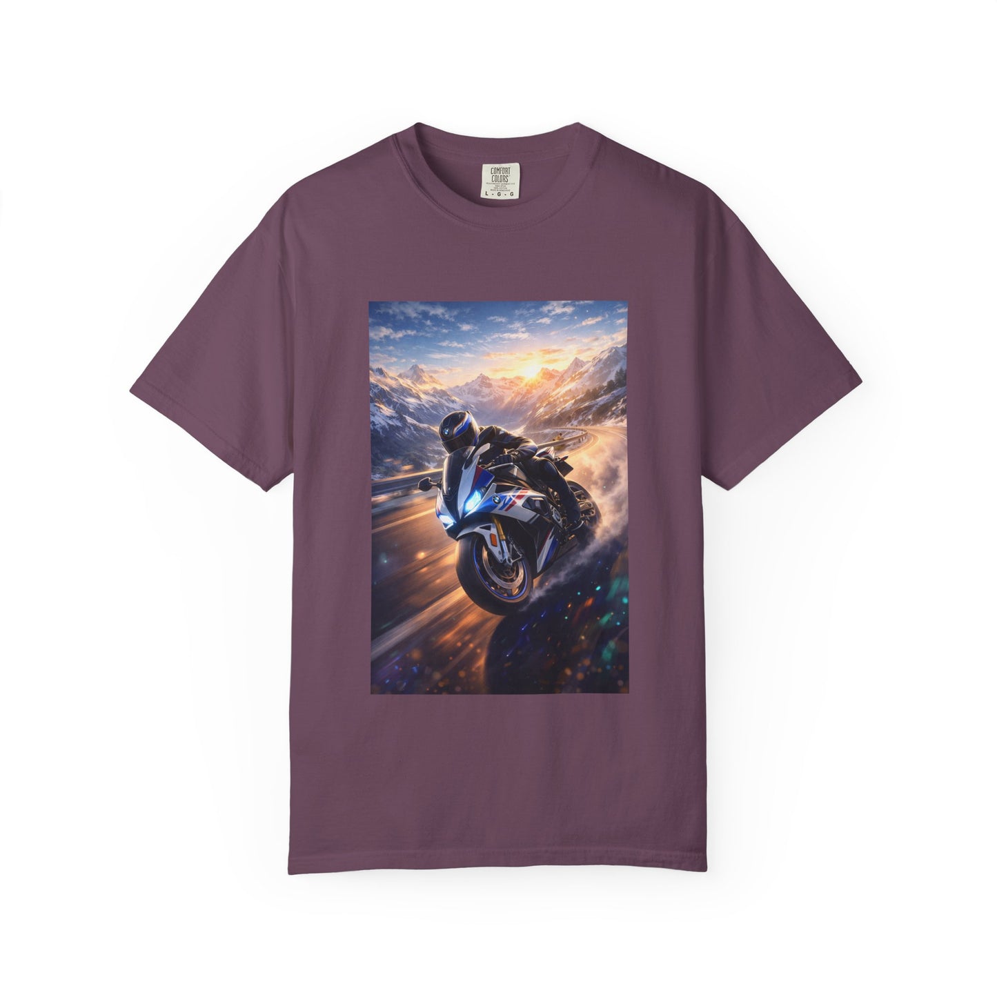 BMW S1000RR ALPINE GHOST RIDE - T‑Shirt — Sportbike Skyline Graphic Tee