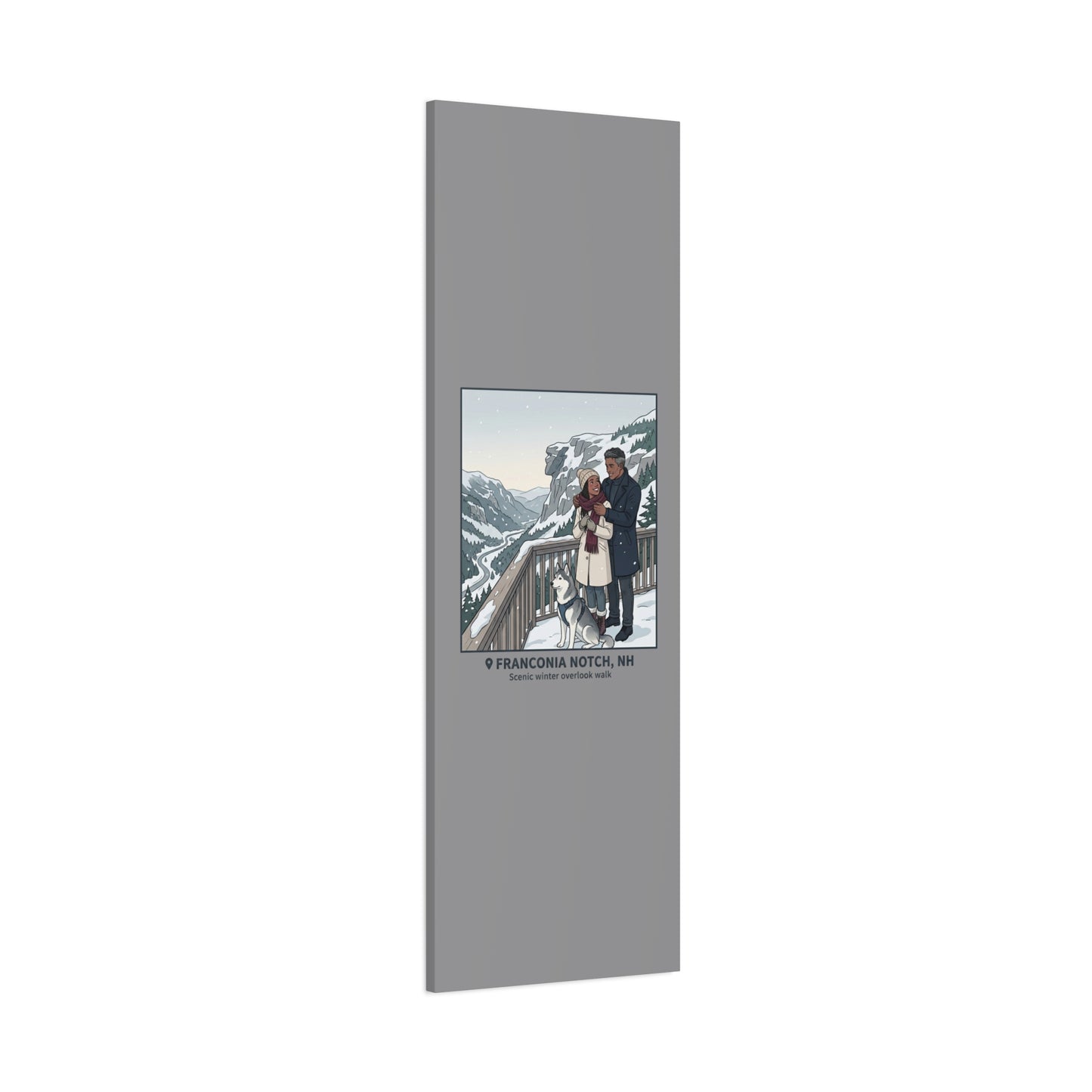 Franconia Notch Winter Couple Canvas Wall Art — Scenic New Hampshire Snowy Overlook Print