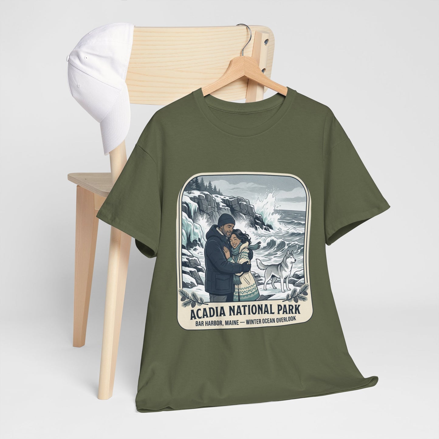 Acadia National Park Tee — Coastal Winter Couple Graphic