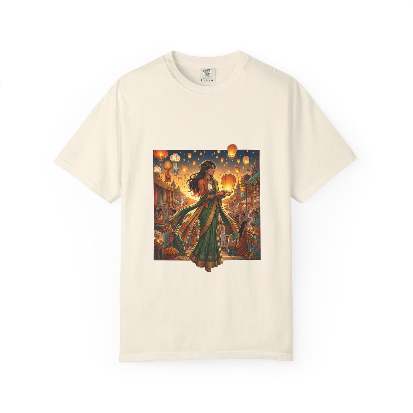 Diwali Lantern Festival T-Shirt — Indian Dancer with Floating Sky Lanterns