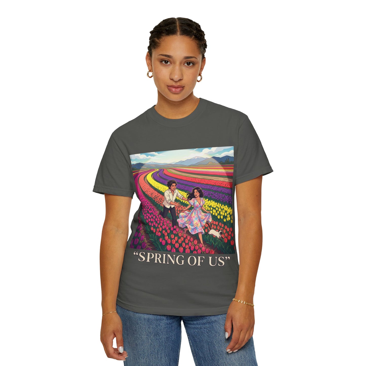 Spring of Us T-Shirt — Floral Field Vintage Couple Graphic Tee