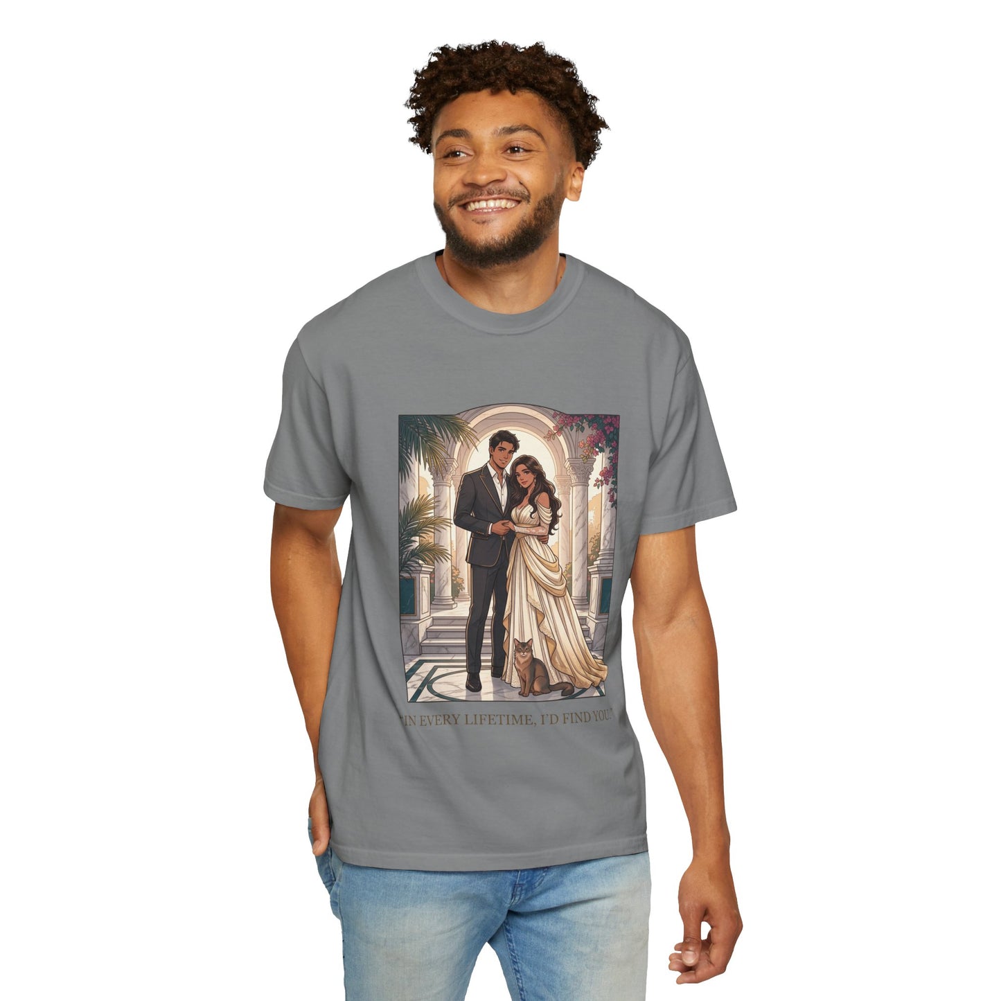 Romantic Vintage Wedding Portrait T-Shirt — "In Every Lifetime, I'd Find You"