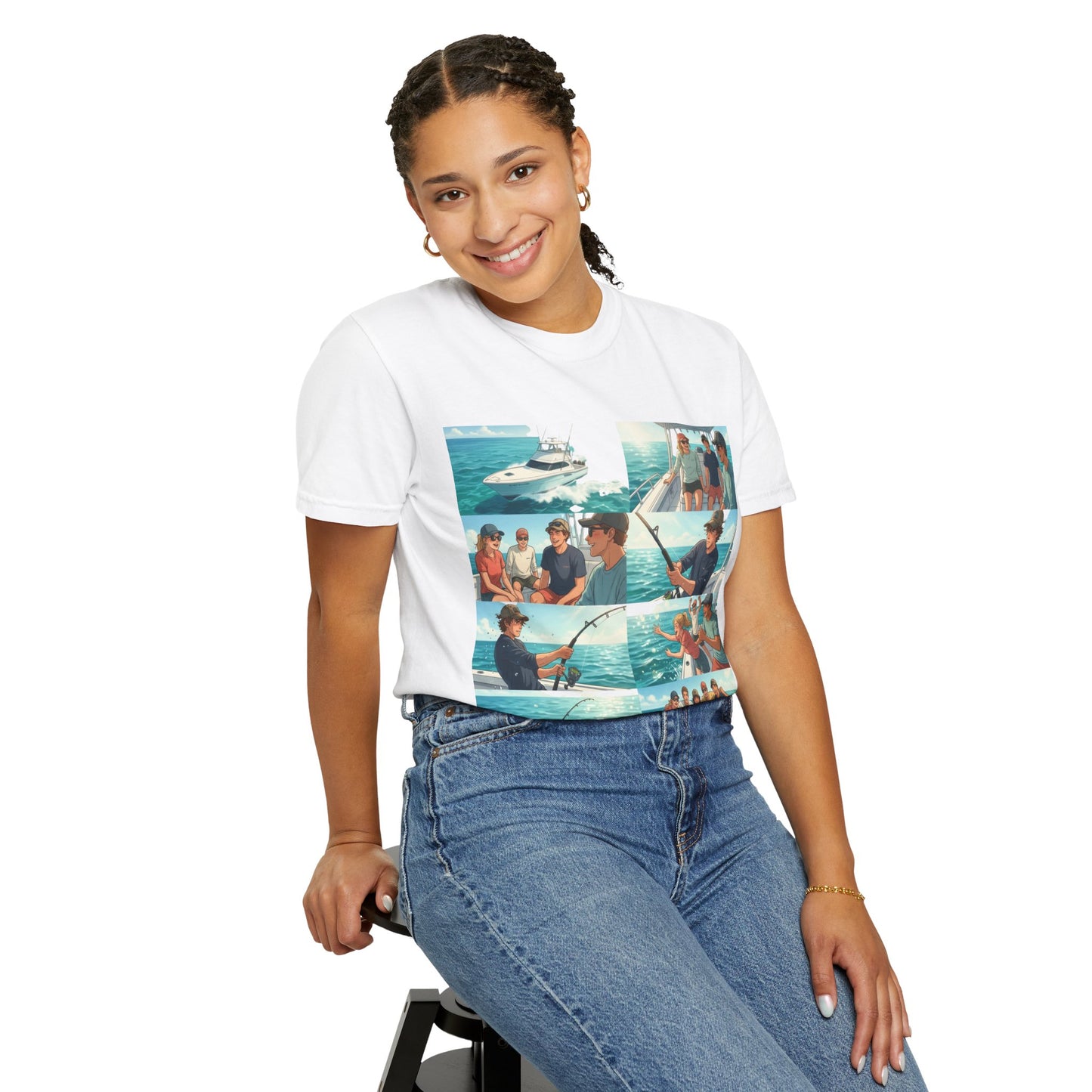 Deep Sea Energy (Friends Fishing Edition) Fishing Trip Photo Collage T-Shirt