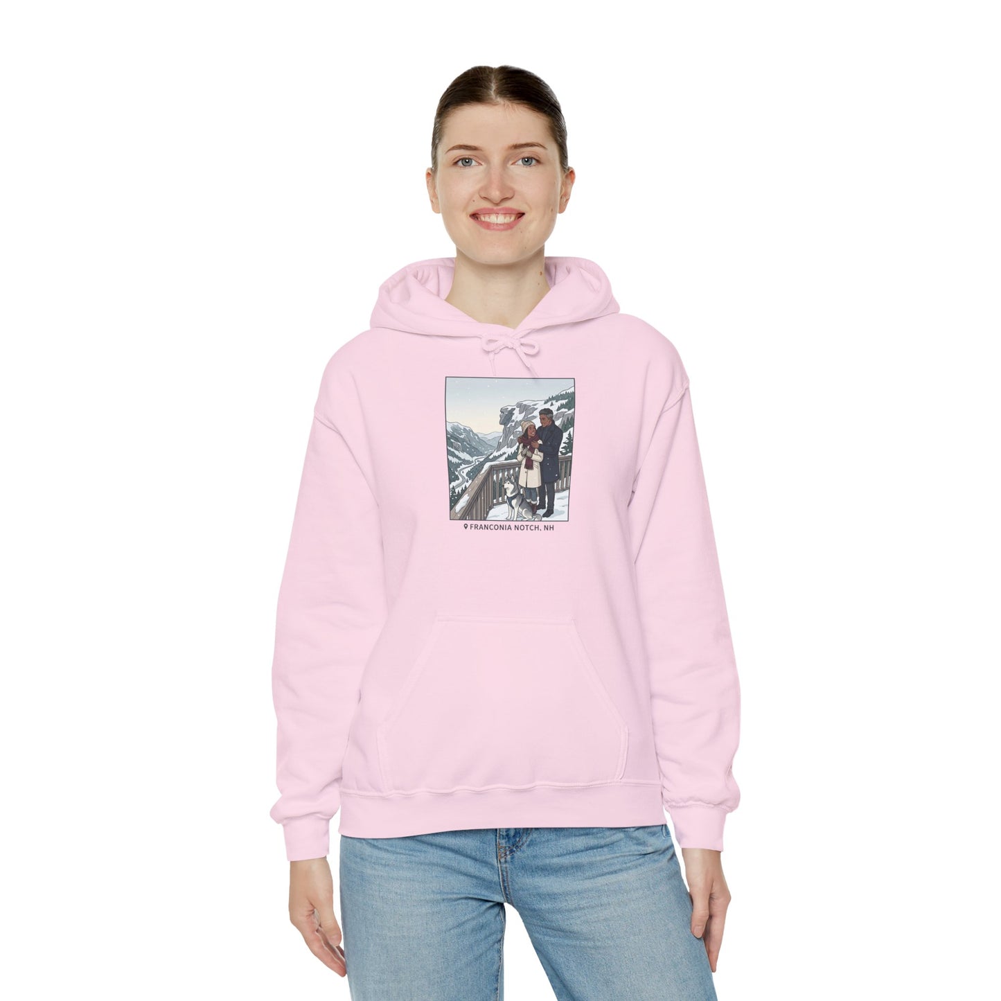 Winter Couple Photo Hoodie — Vintage Alps Travel Graphic Sweatshirt