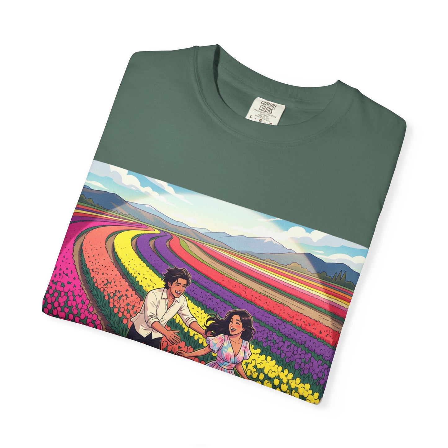 Spring of Us T-Shirt — Floral Field Vintage Couple Graphic Tee