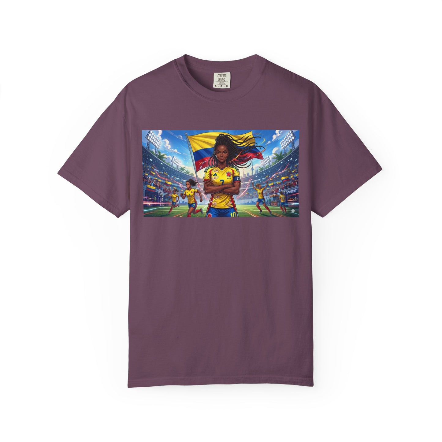 Soccer Champion Graphic T-Shirt — Woman Goalkeeper Stadium Art