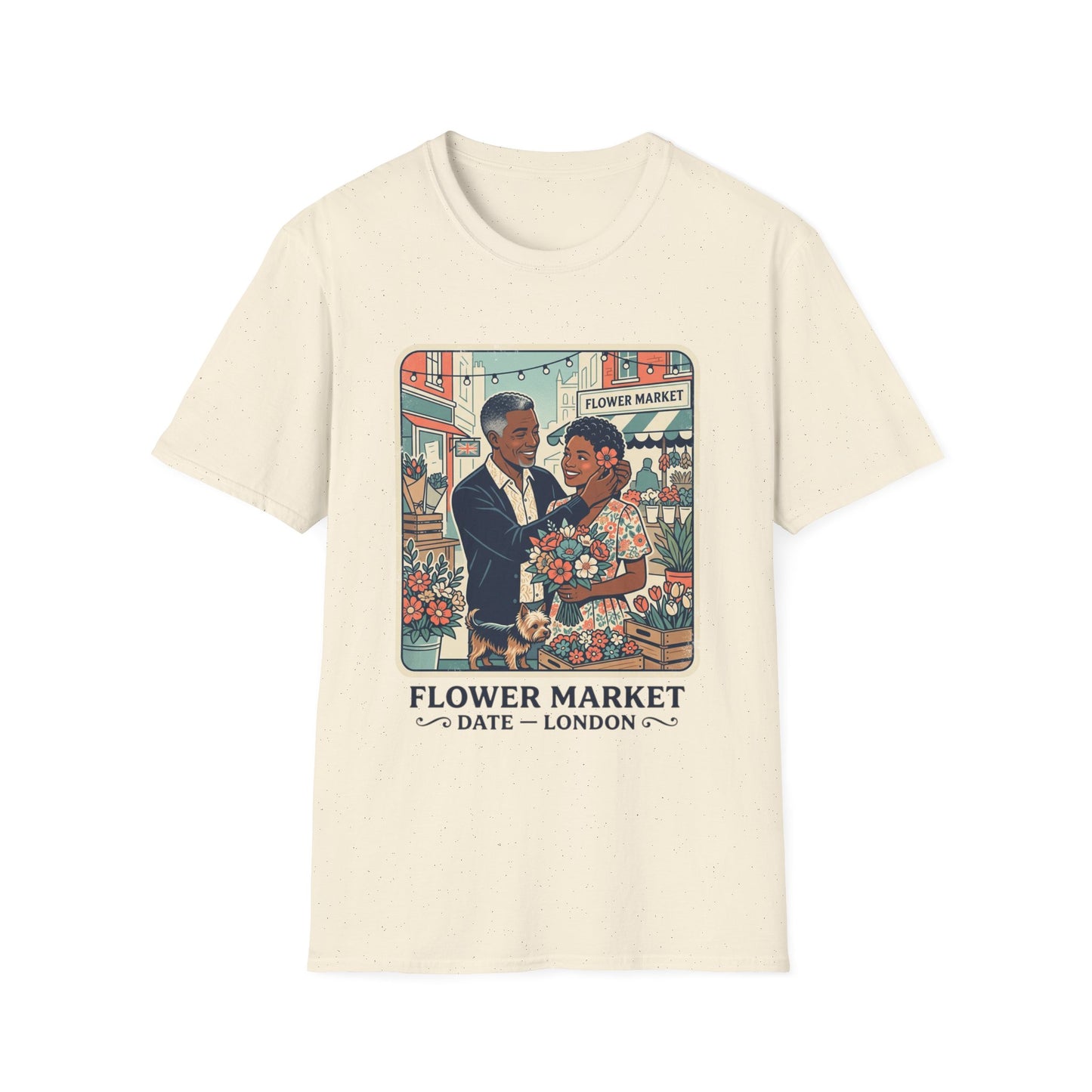 Flower Market Date — London T-Shirt — Retro Couple Floral Market Graphic Tee