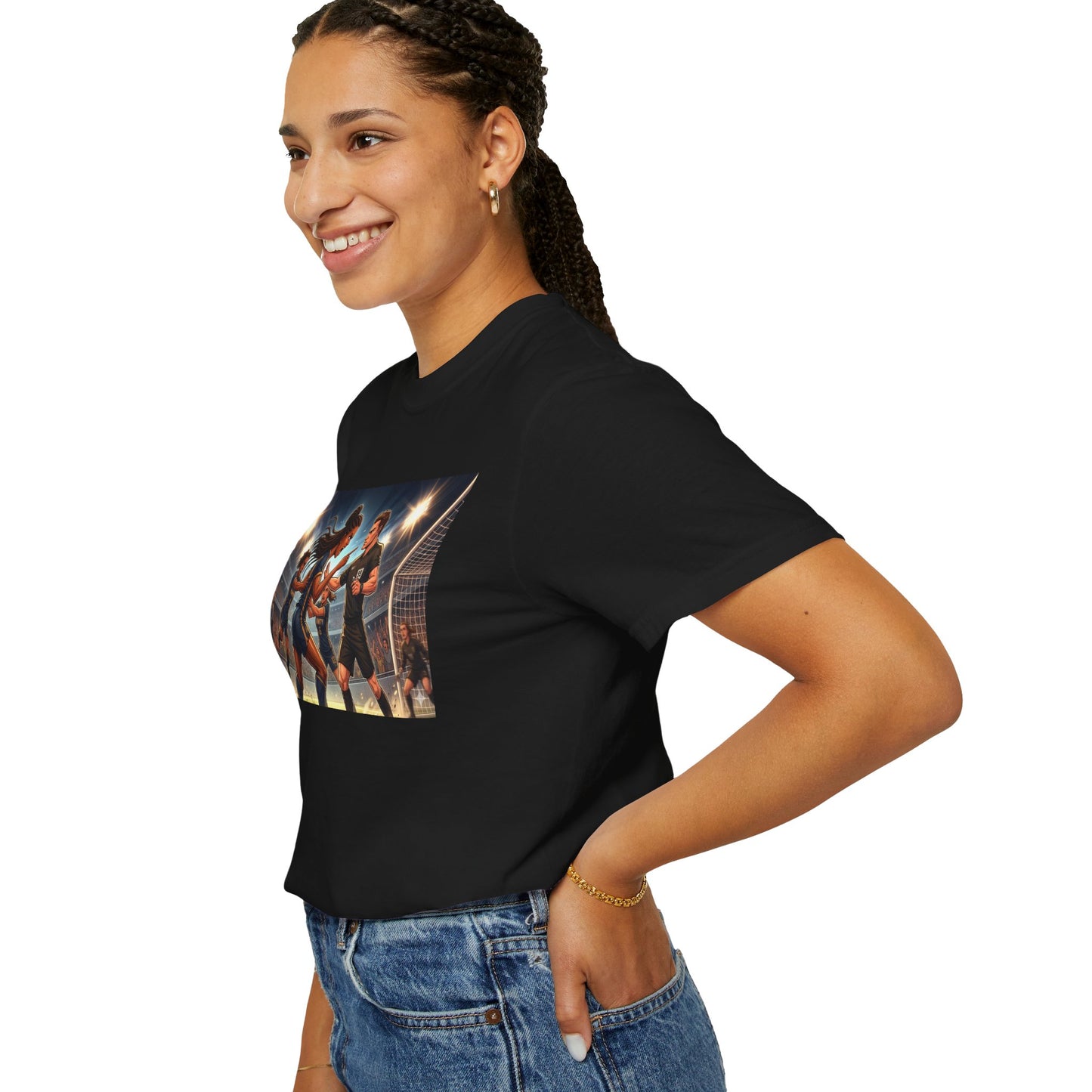 Soccer Night Match T-Shirt — Dynamic Players Under Stadium Lights
