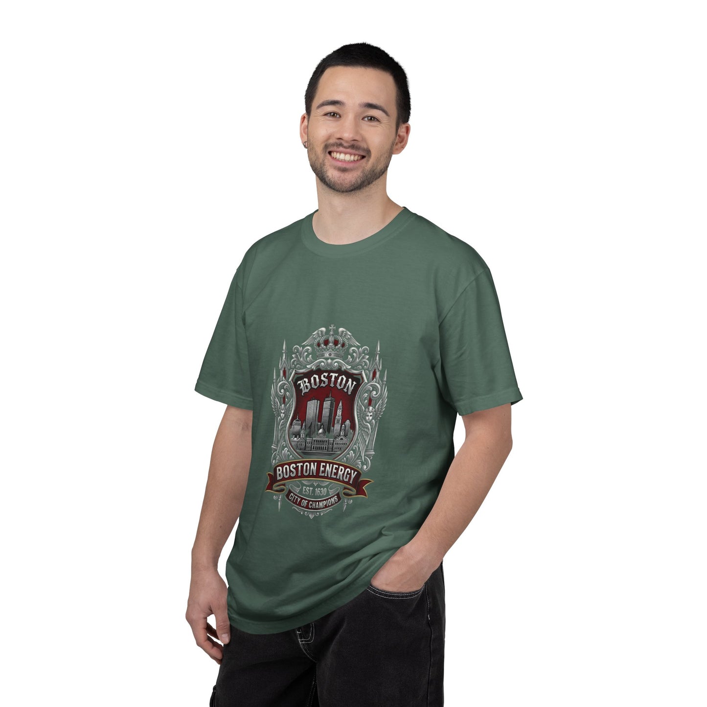 Boston Energy Vintage Crest T-Shirt — Retro City Skyline Tee