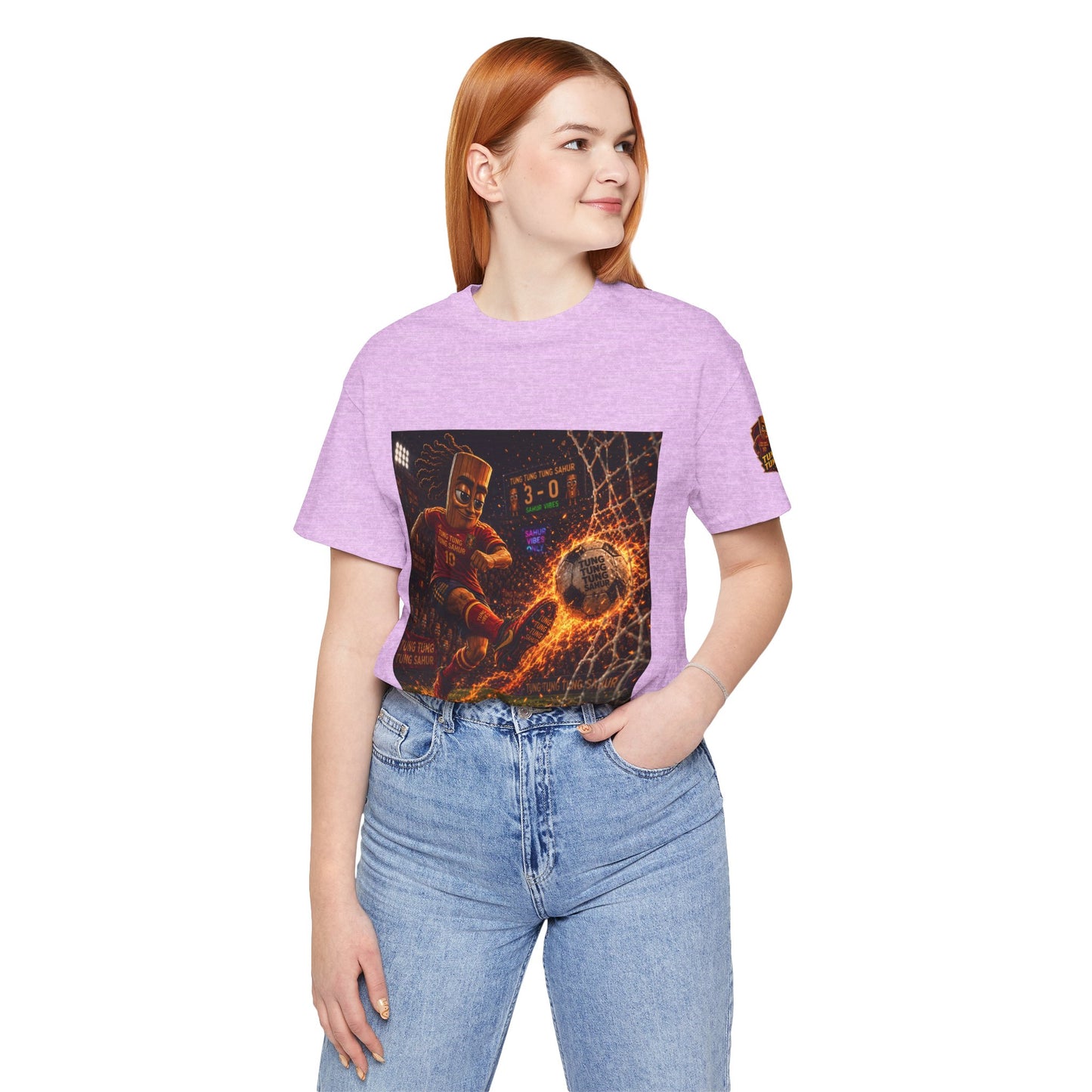Tung Tung Tung Sahur Soccer Kick Firestorm Graphic Tee — ‘Goal’ Animated Kick Design