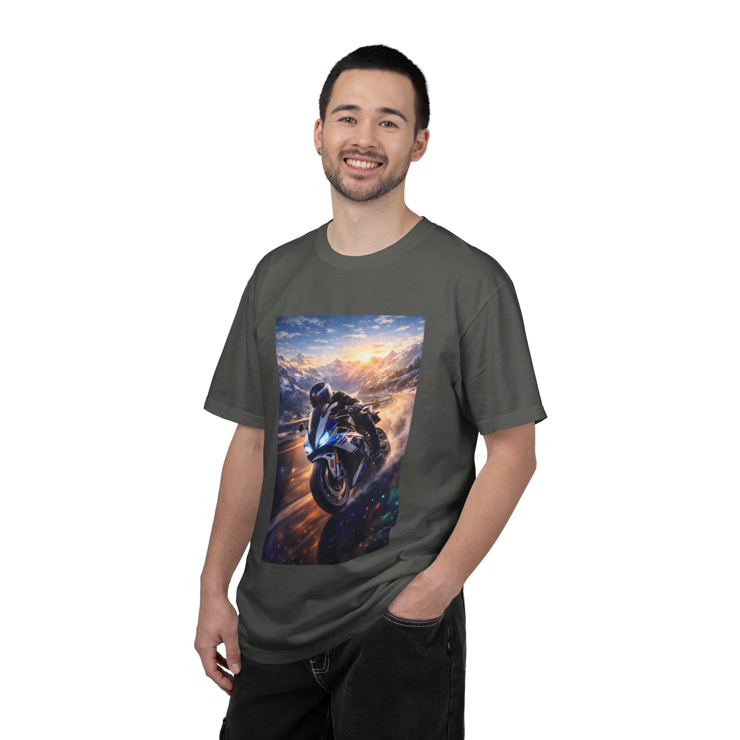 BMW S1000RR ALPINE GHOST RIDE - T‑Shirt — Sportbike Skyline Graphic Tee