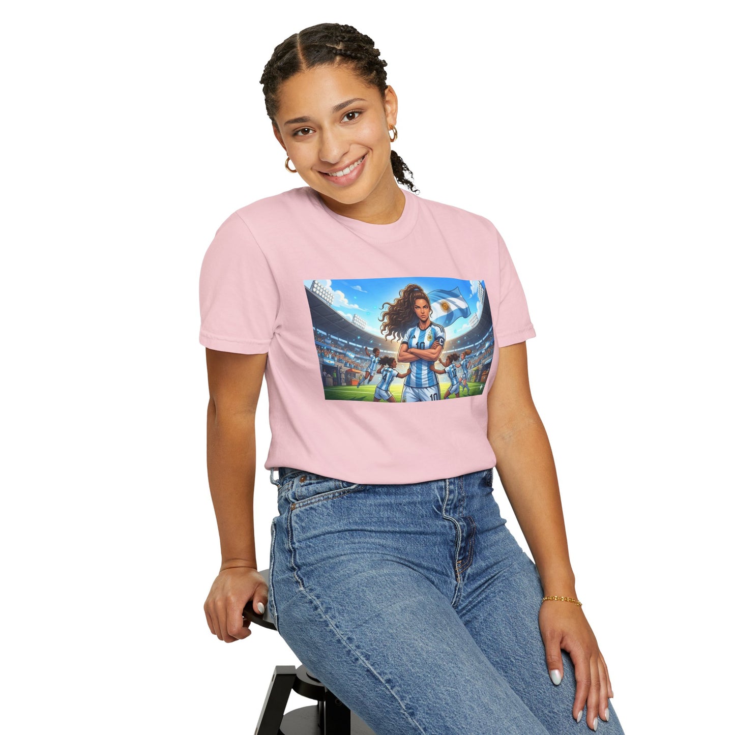Argentina Soccer Heroine Stadium T-Shirt – Female Soccer Player Graphic Tee
