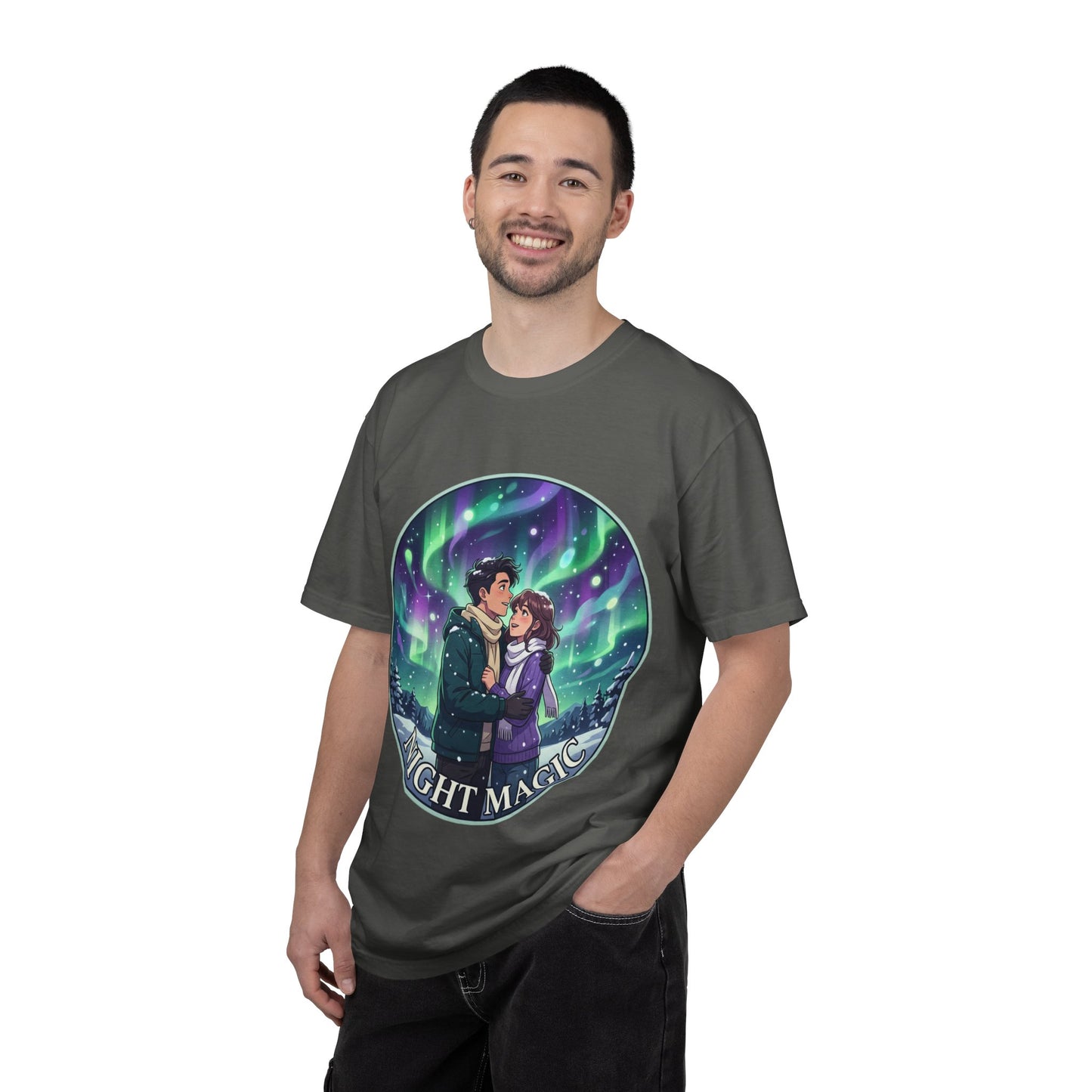 Night Magic T-Shirt — Northern Lights Couple Illustration