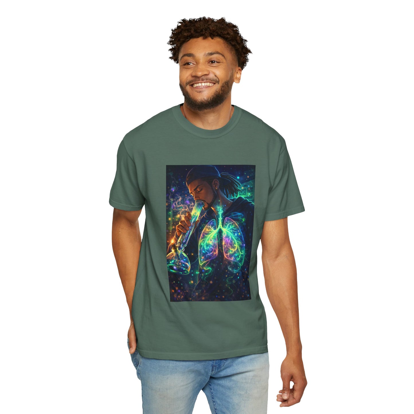 Cosmic Lungs T-Shirt — Neon Anatomical Art Tee