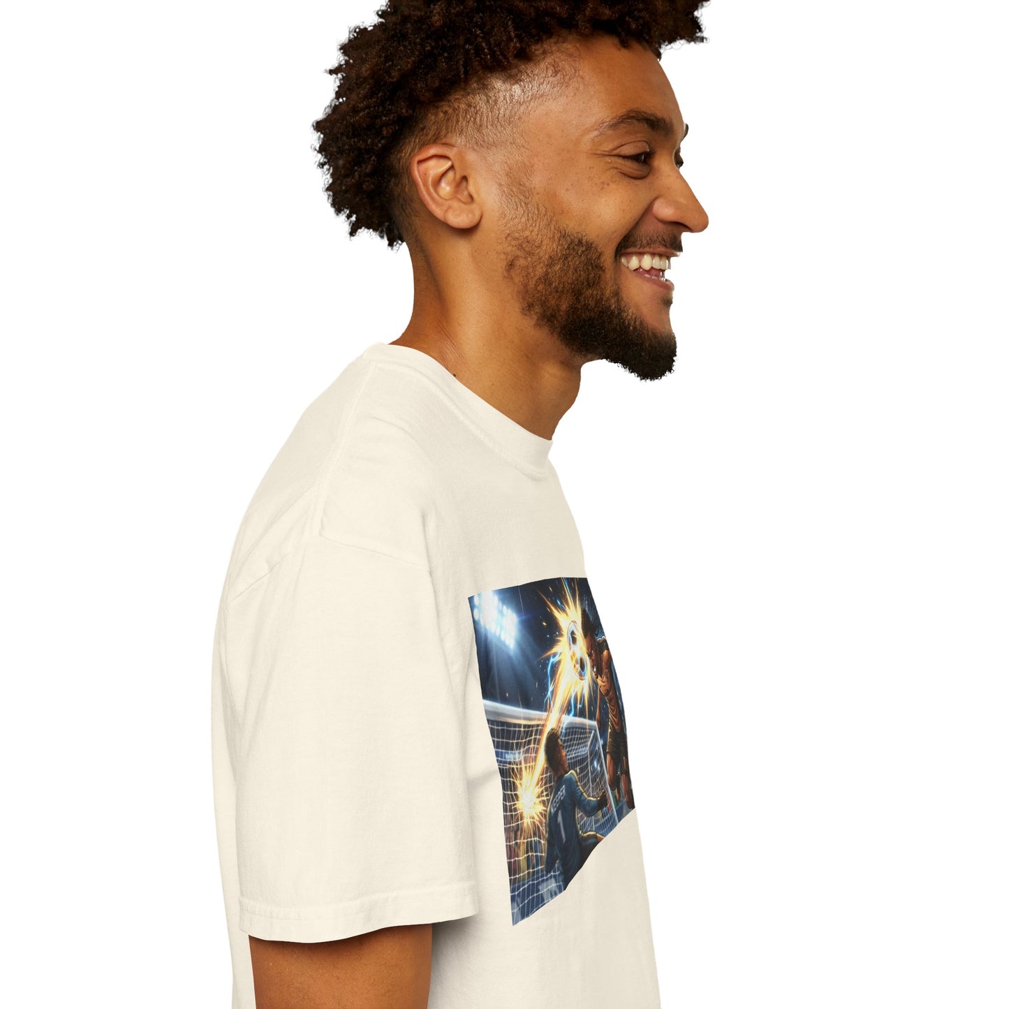 Soccer Goal Celebration T-Shirt — Action Football Scene Graphic Tee