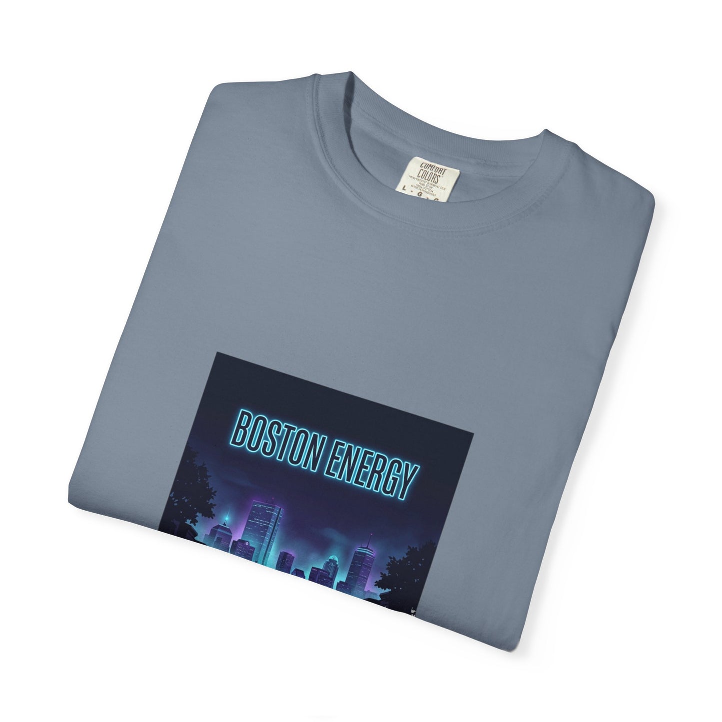 T-Shirt — "Boston Energy" Neon Cityscape Graphic Tee