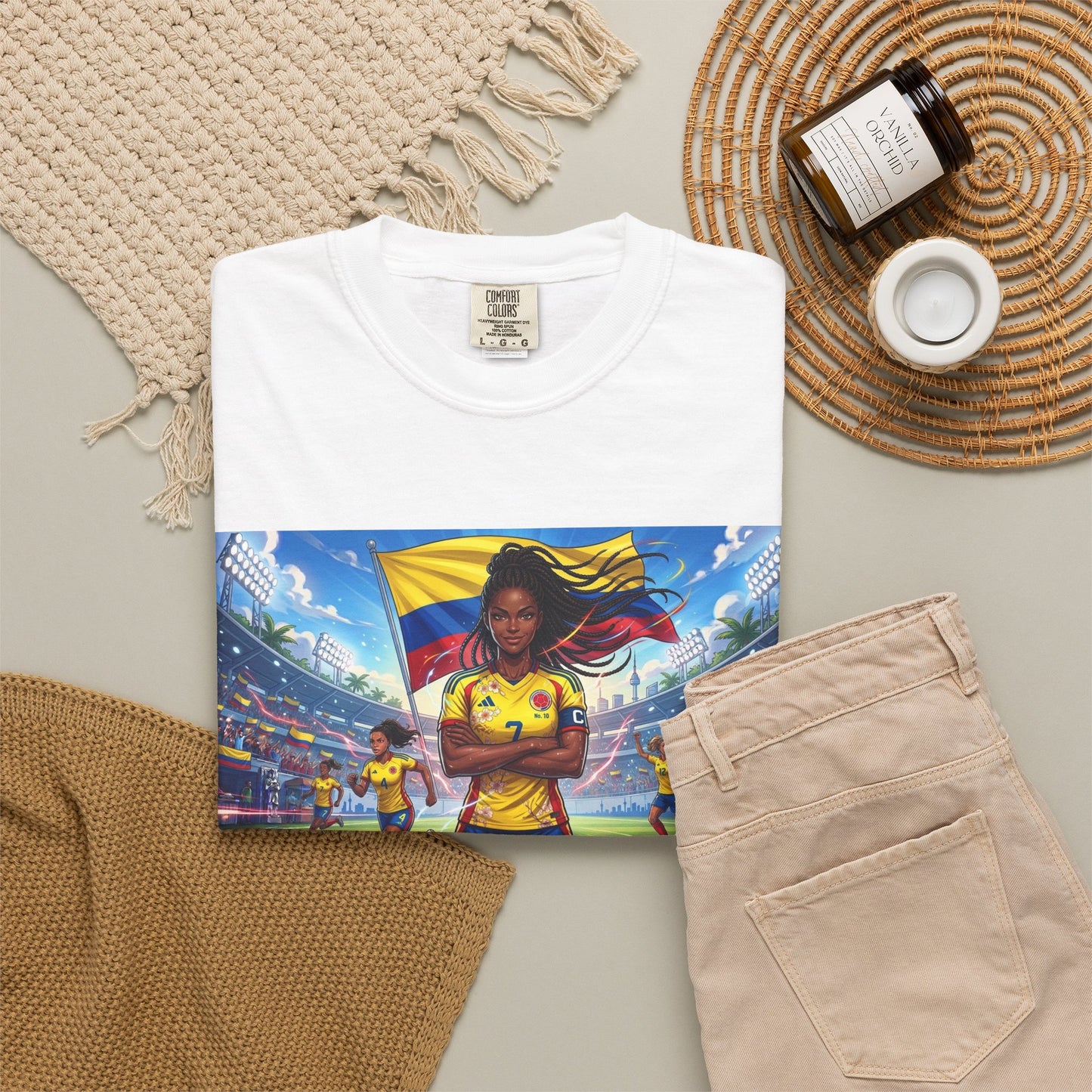 Soccer Champion Graphic T-Shirt — Woman Goalkeeper Stadium Art