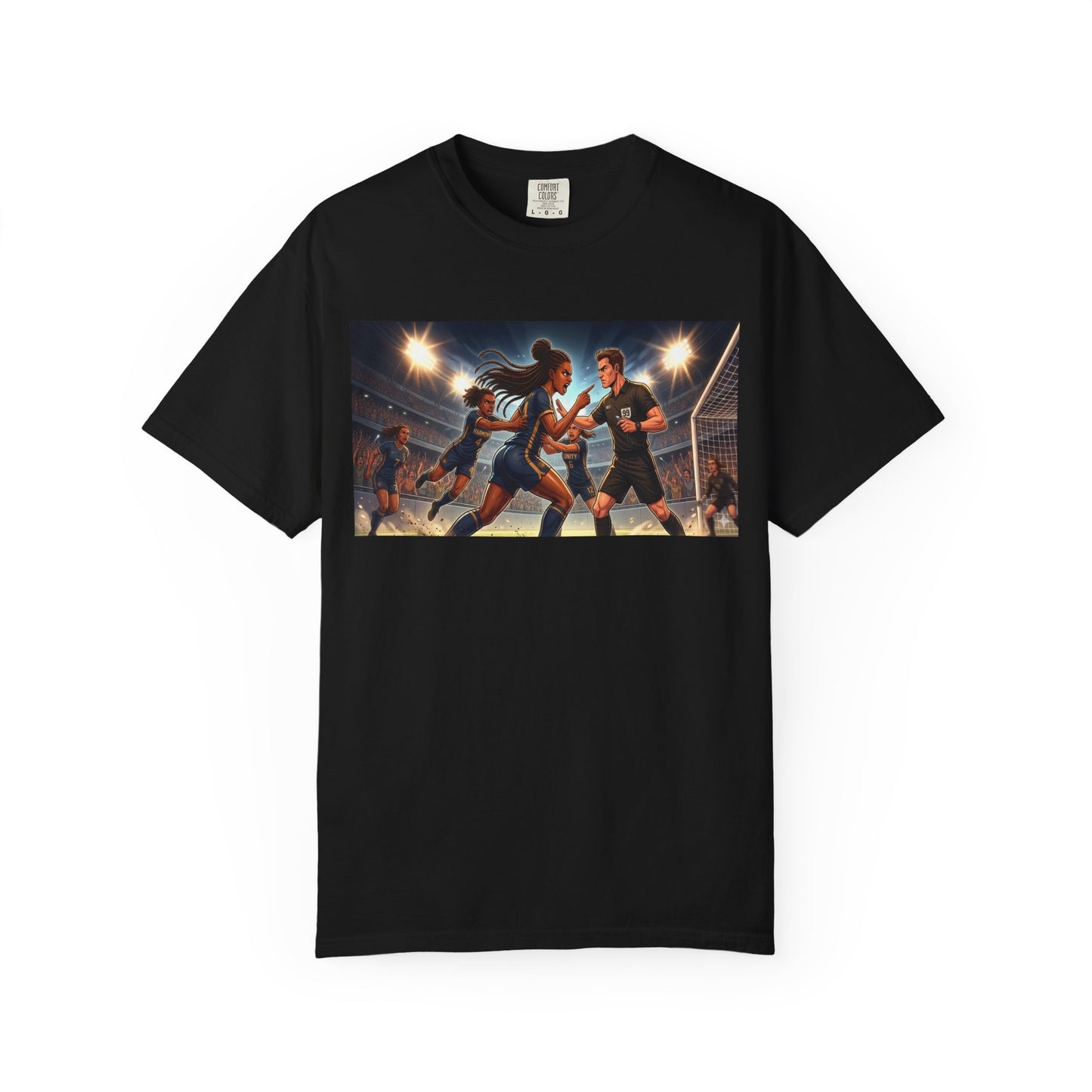 Soccer Night Match T-Shirt — Dynamic Players Under Stadium Lights