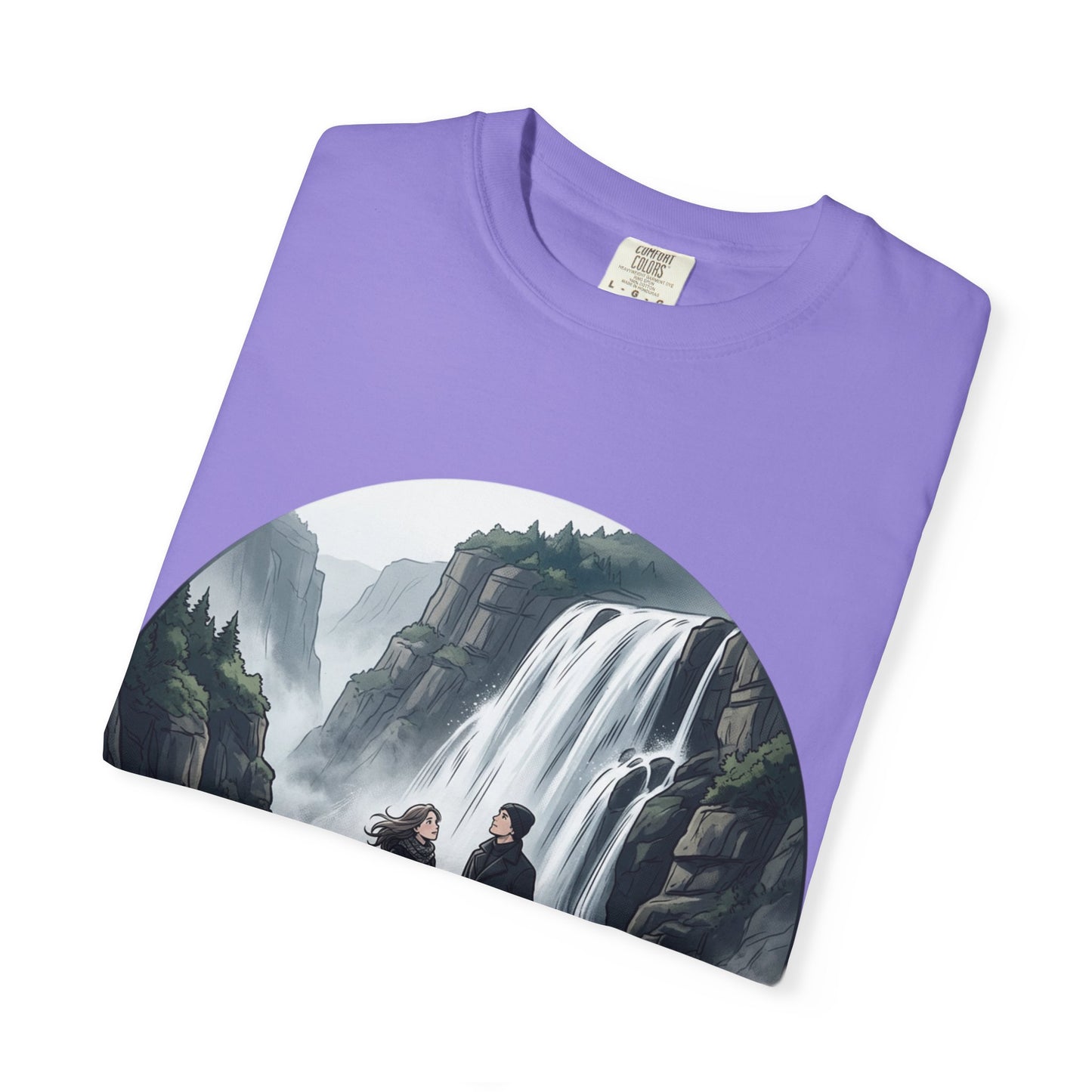 Explore More T-Shirt — Adventure Graphic Tee with Waterfall Scene