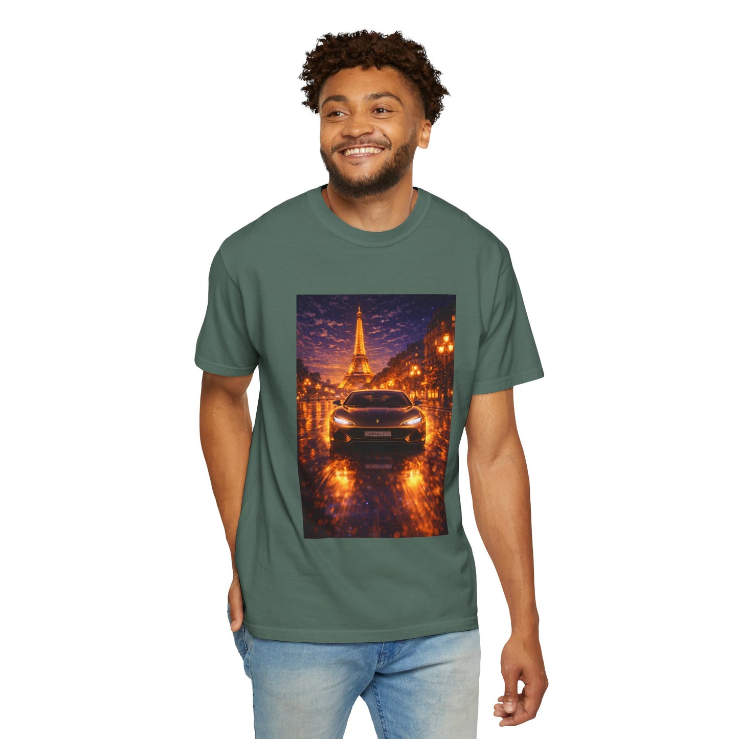 Paris Night Drive T-Shirt — Eiffel Tower Car Scene