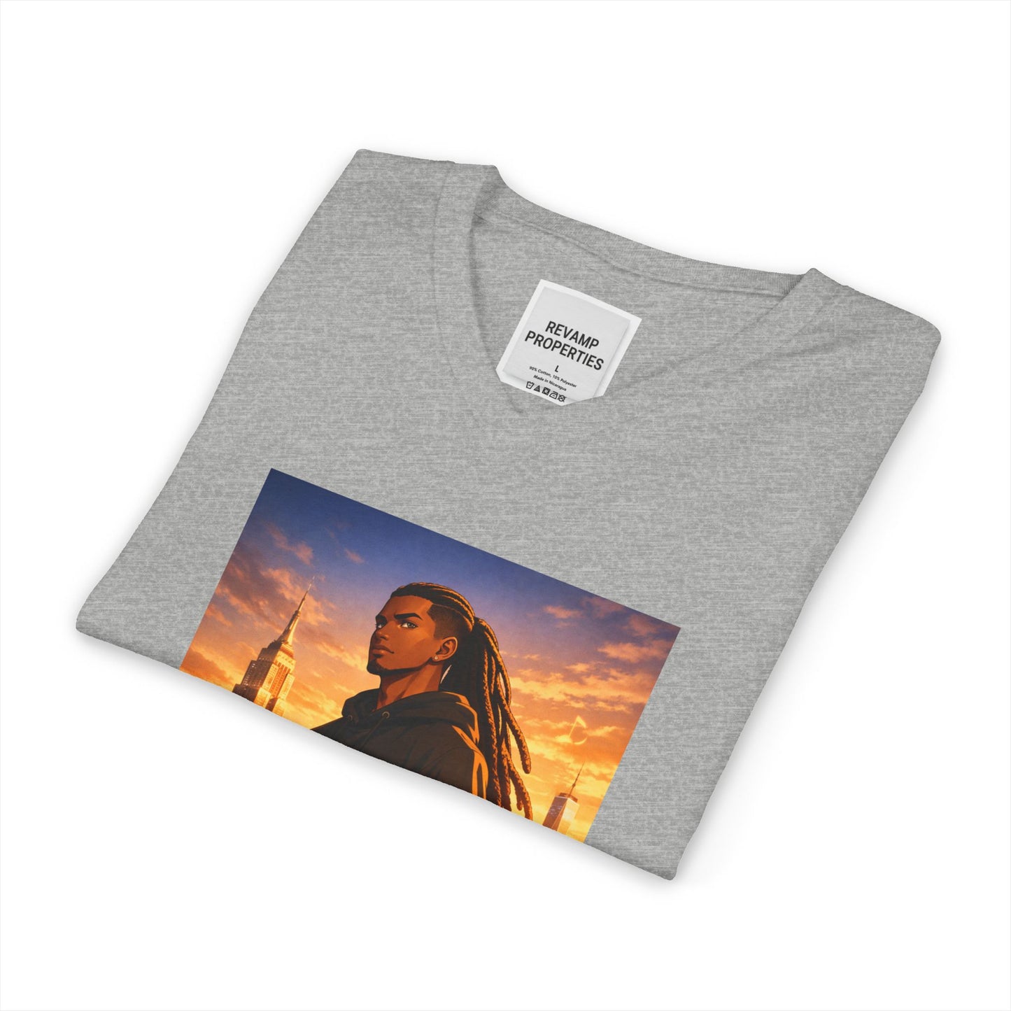 Dreadlocks Sunset Cityscape V-Neck Tee
