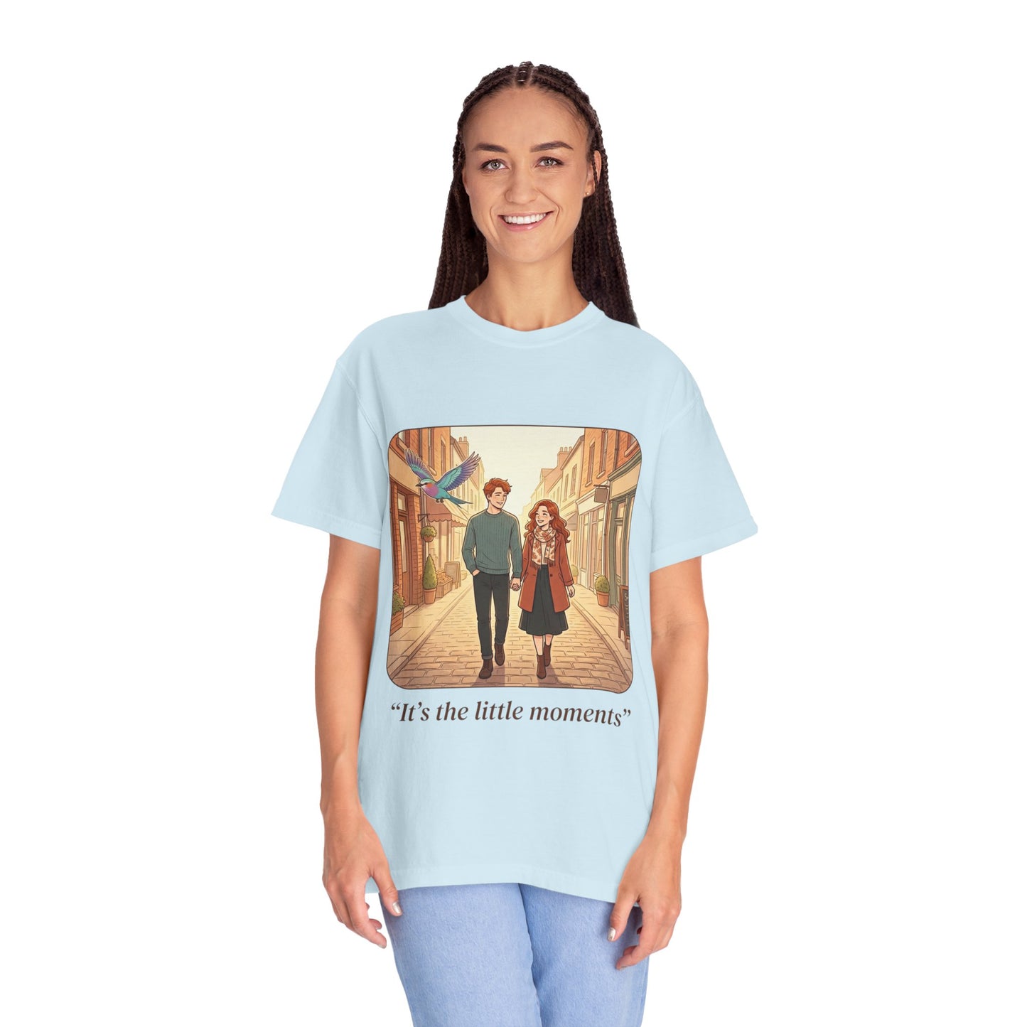 Romantic Stroll T-Shirt — “It’s the little moments” Couple Illustration Tee