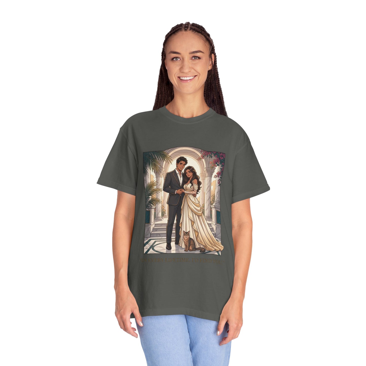 Romantic Vintage Wedding Portrait T-Shirt — "In Every Lifetime, I'd Find You"