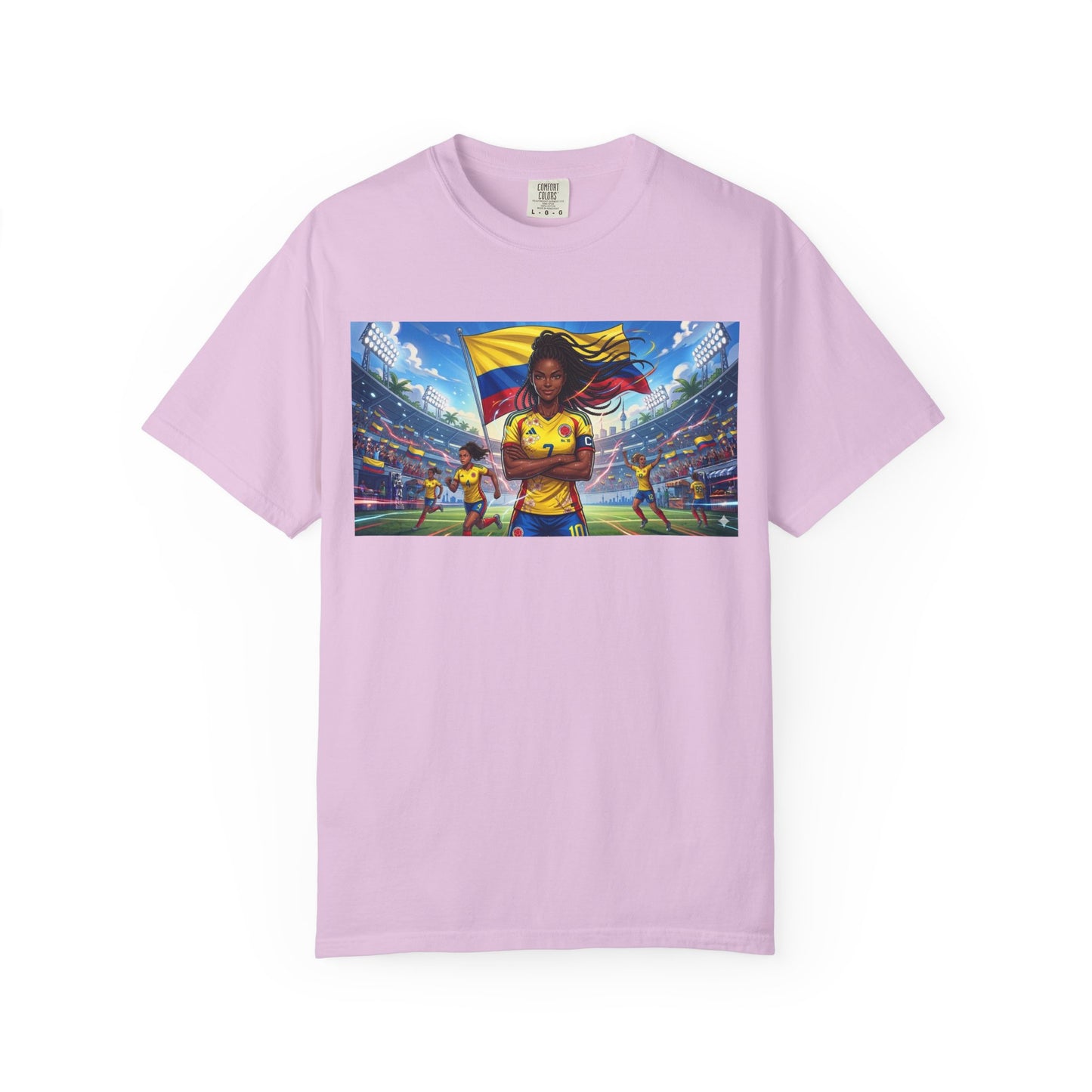 Soccer Champion Graphic T-Shirt — Woman Goalkeeper Stadium Art