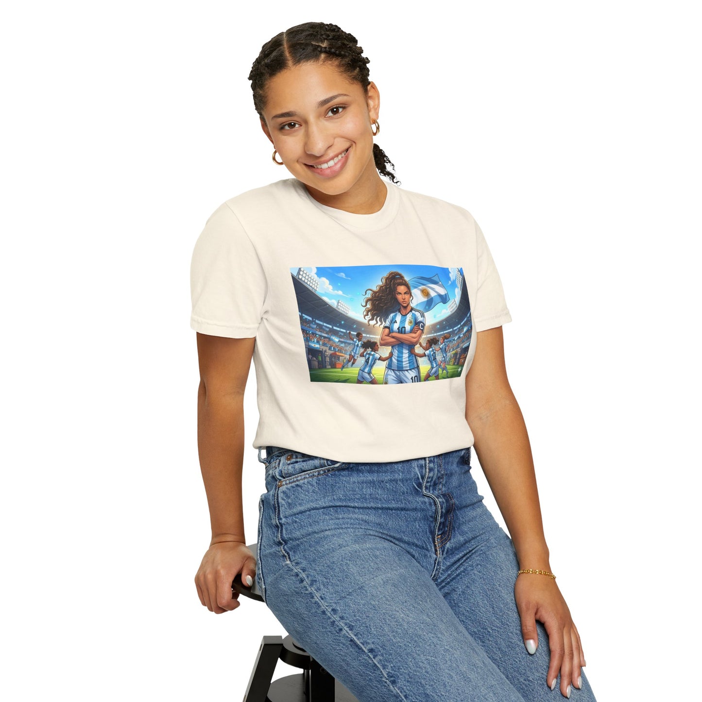 Argentina Soccer Heroine Stadium T-Shirt – Female Soccer Player Graphic Tee
