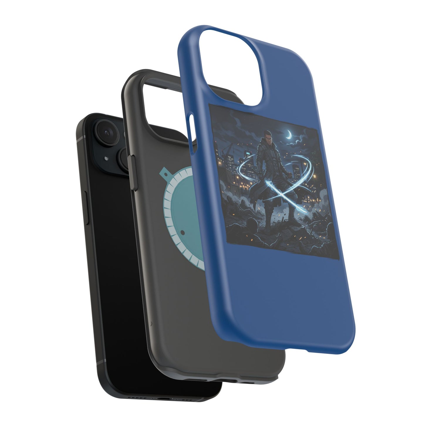 Magnetic Impact-Resistant Phone Case — Night Warrior Sci‑Fi Design