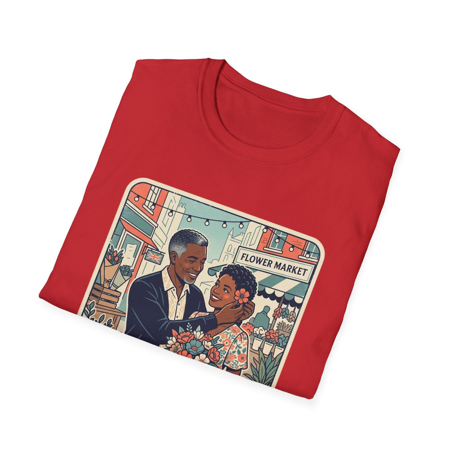Flower Market Date — London T-Shirt — Retro Couple Floral Market Graphic Tee