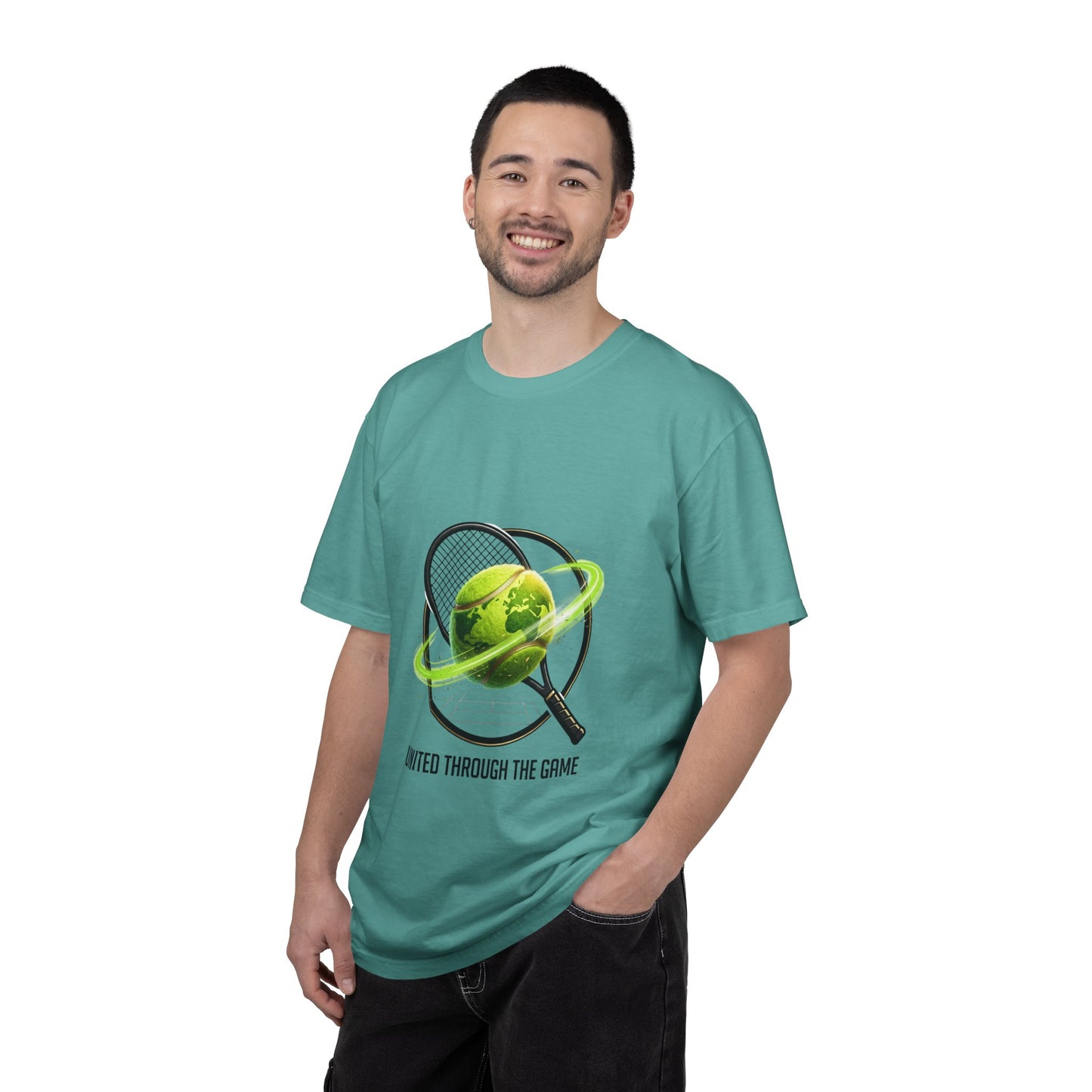 Tennis Globe T‑Shirt — "United Through the Game" Sports Tee