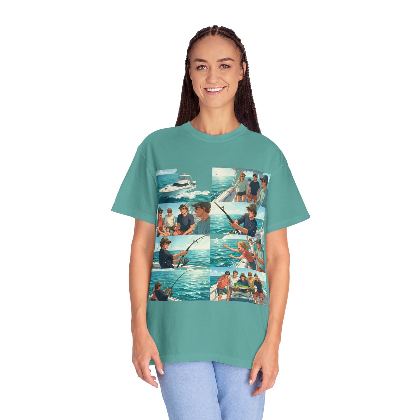 Deep Sea Energy (Friends Fishing Edition) Fishing Trip Photo Collage T-Shirt