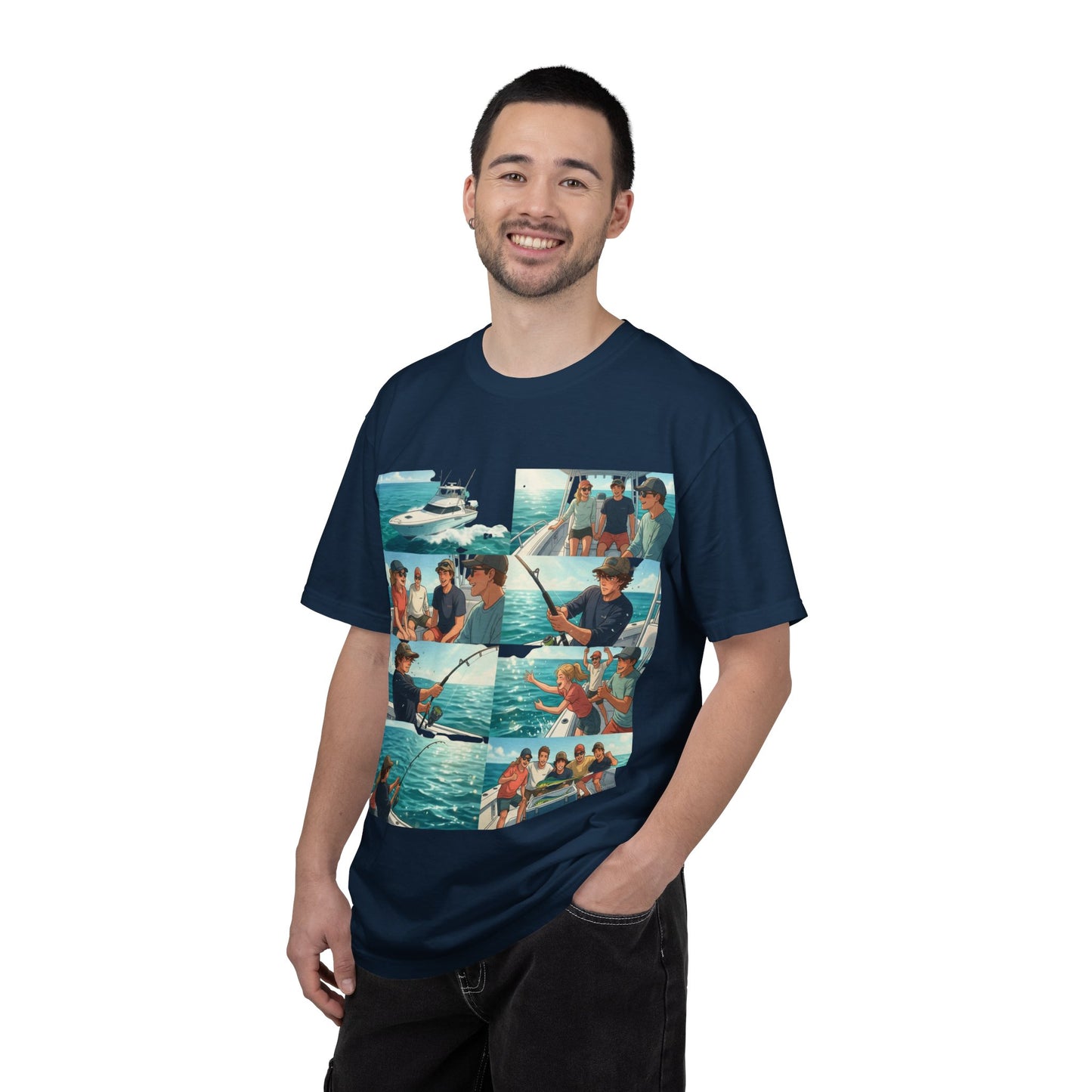 Deep Sea Energy (Friends Fishing Edition) Fishing Trip Photo Collage T-Shirt