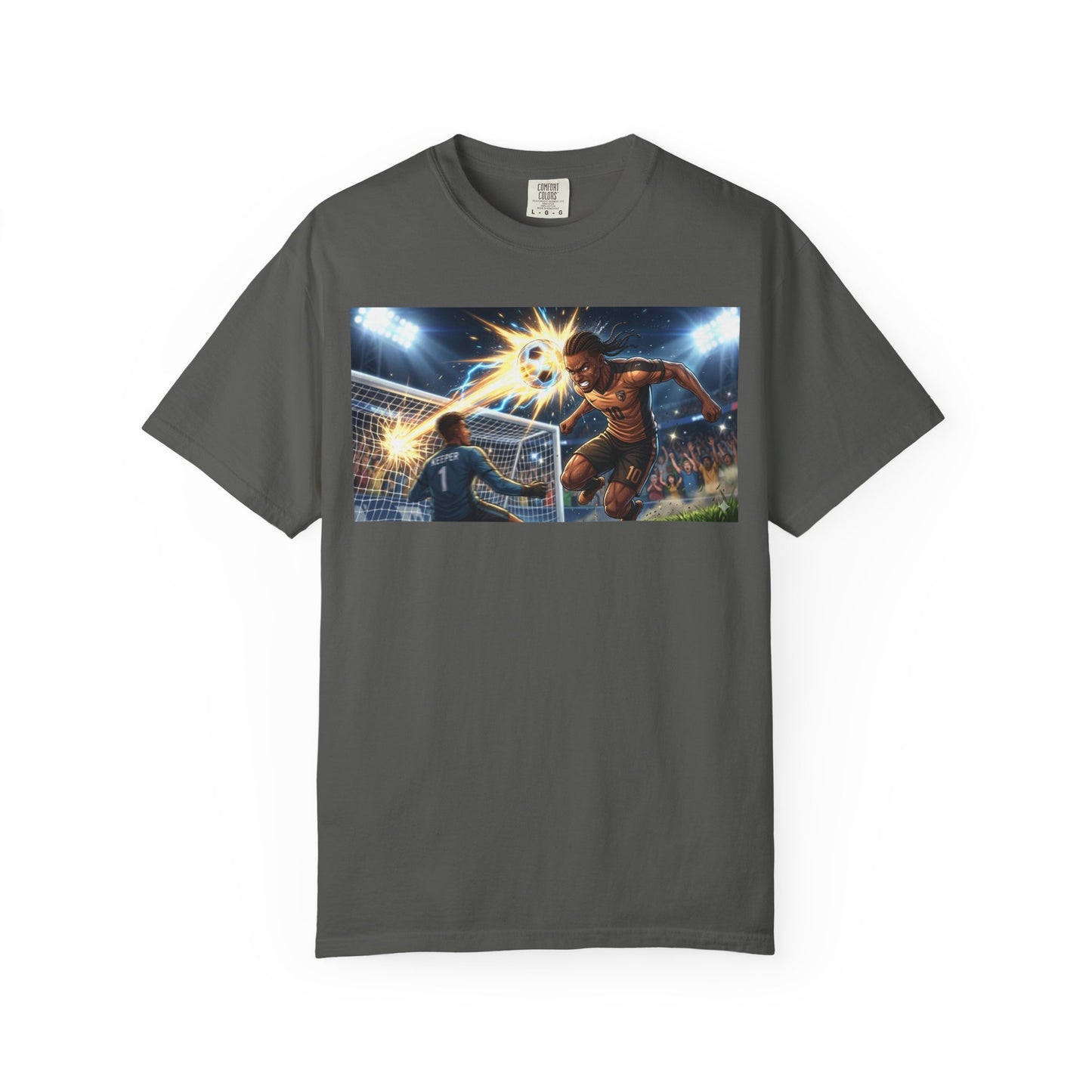 Soccer Goal Explosion T-Shirt — Action-Packed Football Graphic Tee