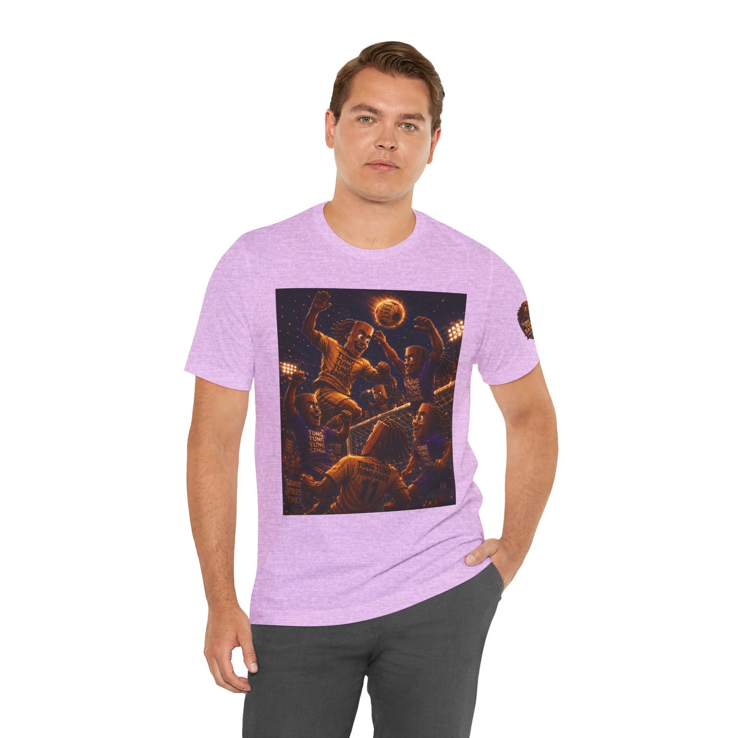 Tung Tung Tung Sahur Header Goal Soccer Action Graphic Tee — Team Court Night Design