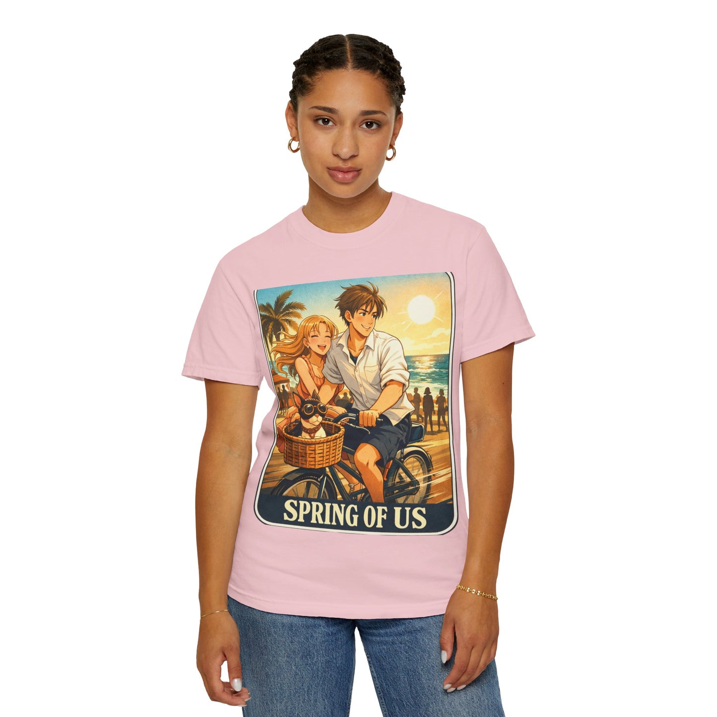 Spring of Us T-Shirt — Vintage Beach Couple Bicycle Design