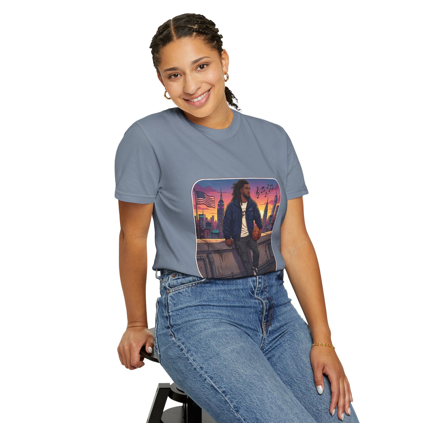 City Sunset Basketball Player T-Shirt — Urban Hoop Lifestyle Tee