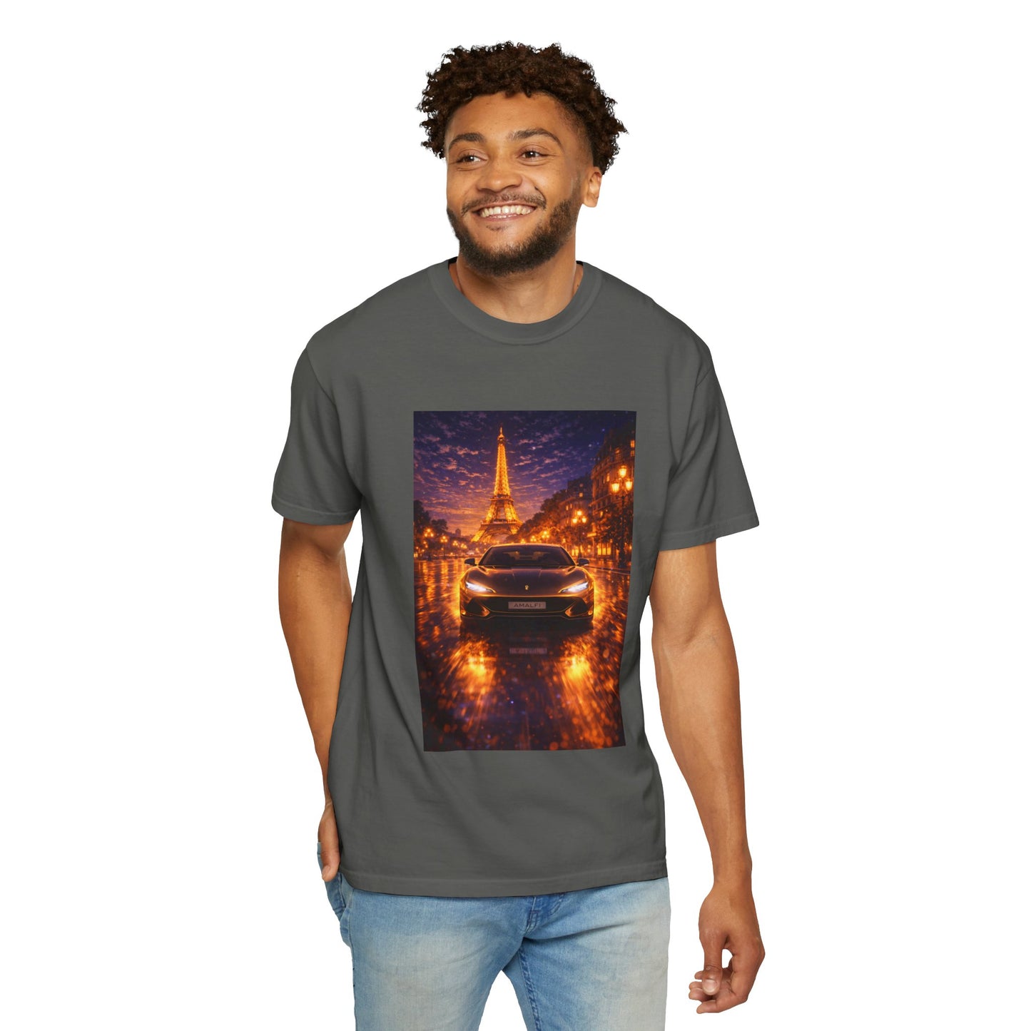 Paris Night Drive T-Shirt — Eiffel Tower Car Scene