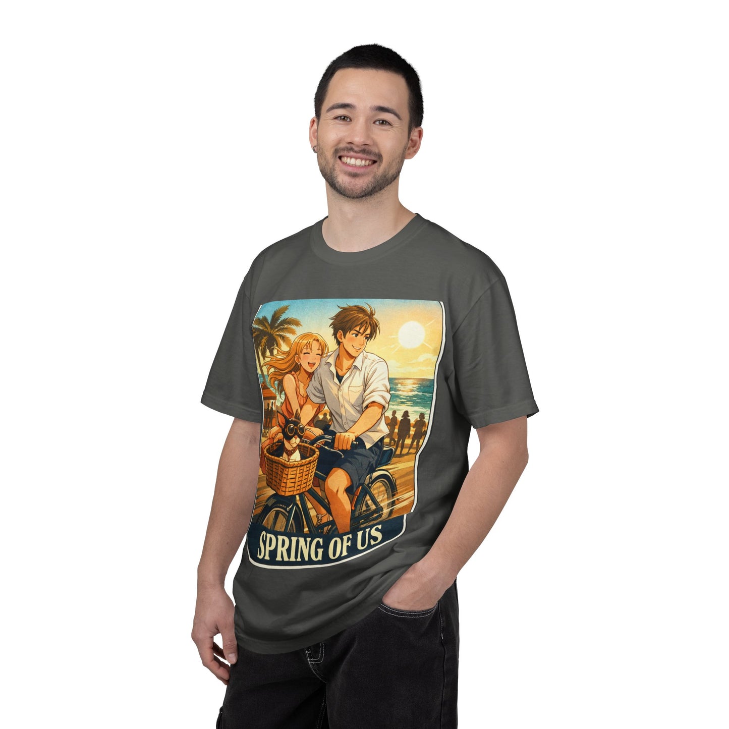 Spring of Us T-Shirt — Vintage Beach Couple Bicycle Design