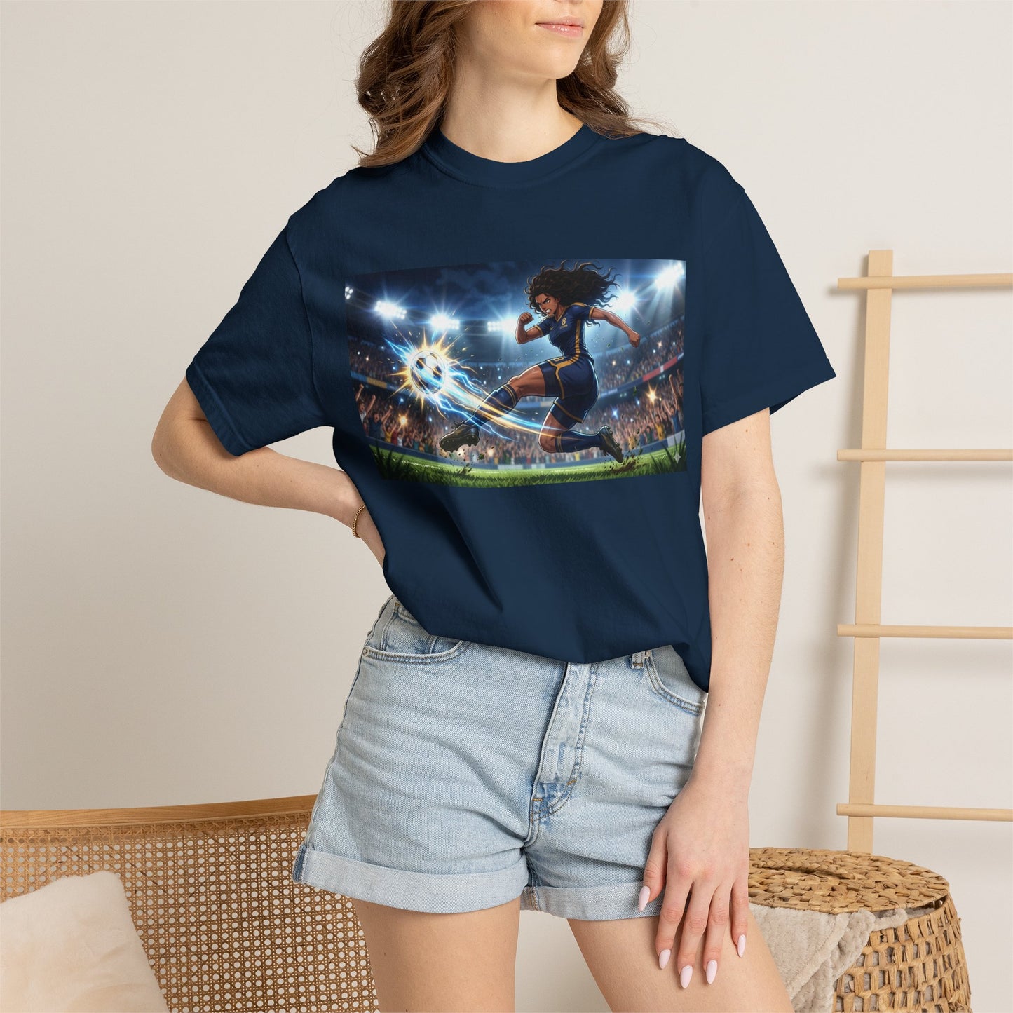 Soccer Kick Graphic T-Shirt — Energetic Stadium Football Design